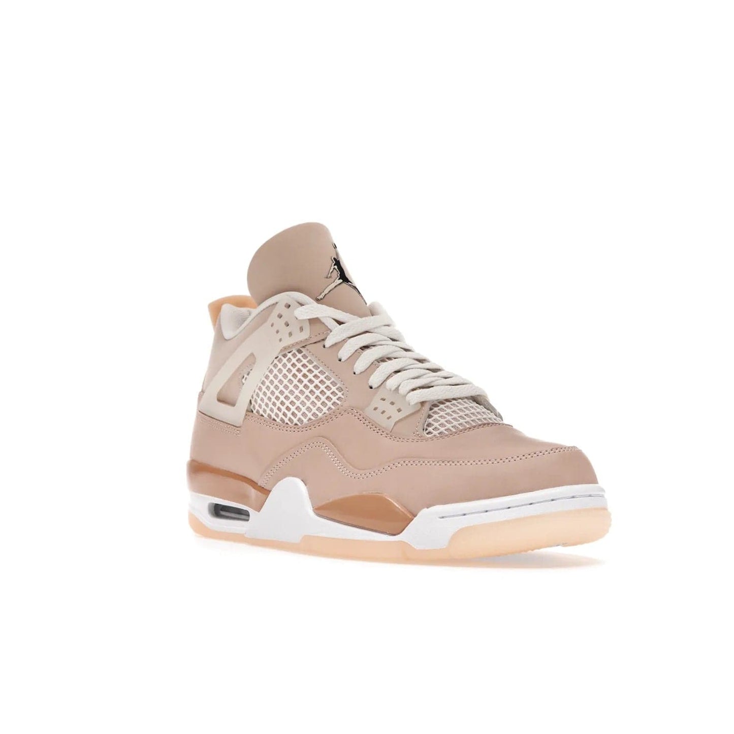 Jordan 4 Retro Shimmer (Women's) - Image 6 - Only at www.BallersClubKickz.com - Air Jordan 4 Shimmer (W): A women's-exclusive design with a buttery beige upper and Silver/Orange Bronze details. Durabuck and metallic Jumpman branding elevate the iconic silhouette. Shop now.