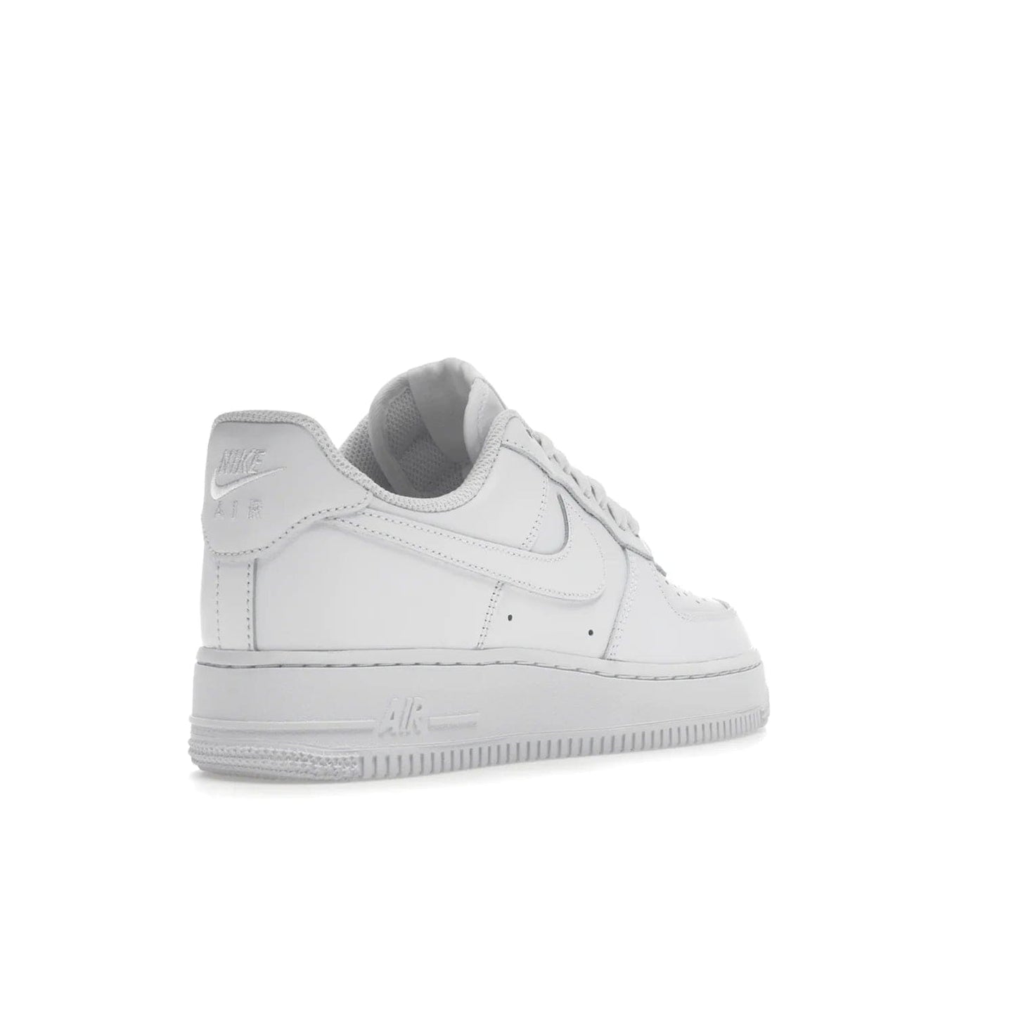 Nike Air Force 1 Low '07 White (Women's) - Image 32 - Only at www.BallersClubKickz.com - Timeless classic sneaker updated with white leather upper and perforated toe box. Nike heel embroidery and white sole. Released January 2018.