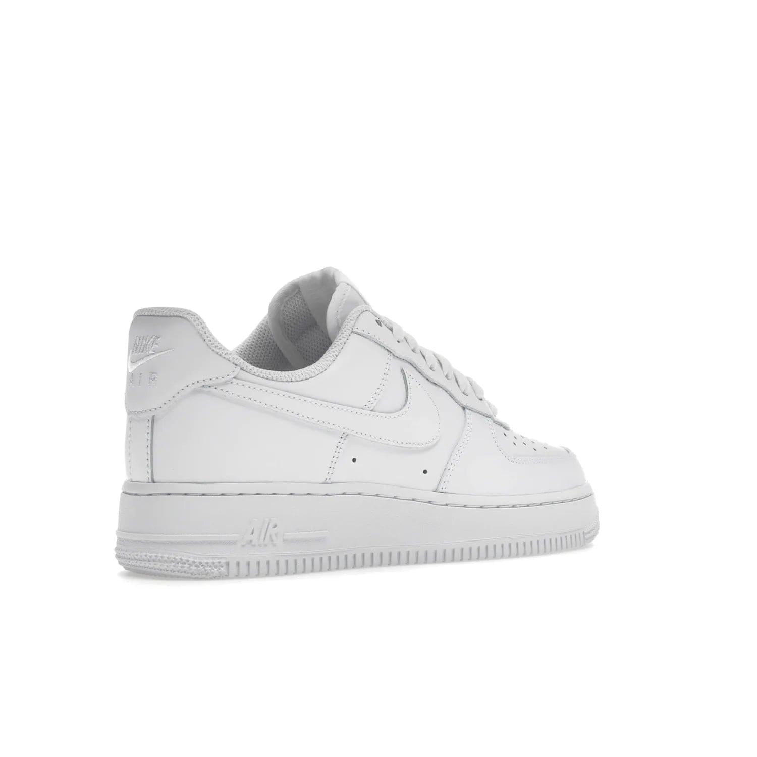 Nike Air Force 1 Low '07 White (Women's) - Image 33 - Only at www.BallersClubKickz.com - Timeless classic sneaker updated with white leather upper and perforated toe box. Nike heel embroidery and white sole. Released January 2018.