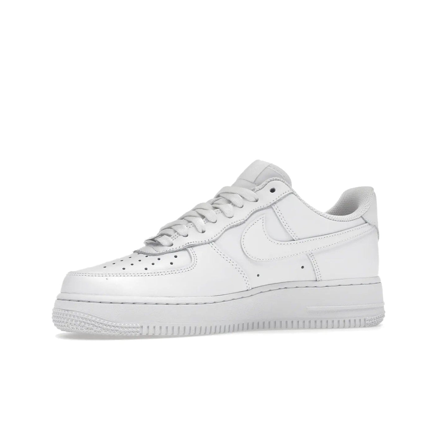Nike Air Force 1 Low '07 White (Women's) - Image 17 - Only at www.BallersClubKickz.com - Timeless classic sneaker updated with white leather upper and perforated toe box. Nike heel embroidery and white sole. Released January 2018.
