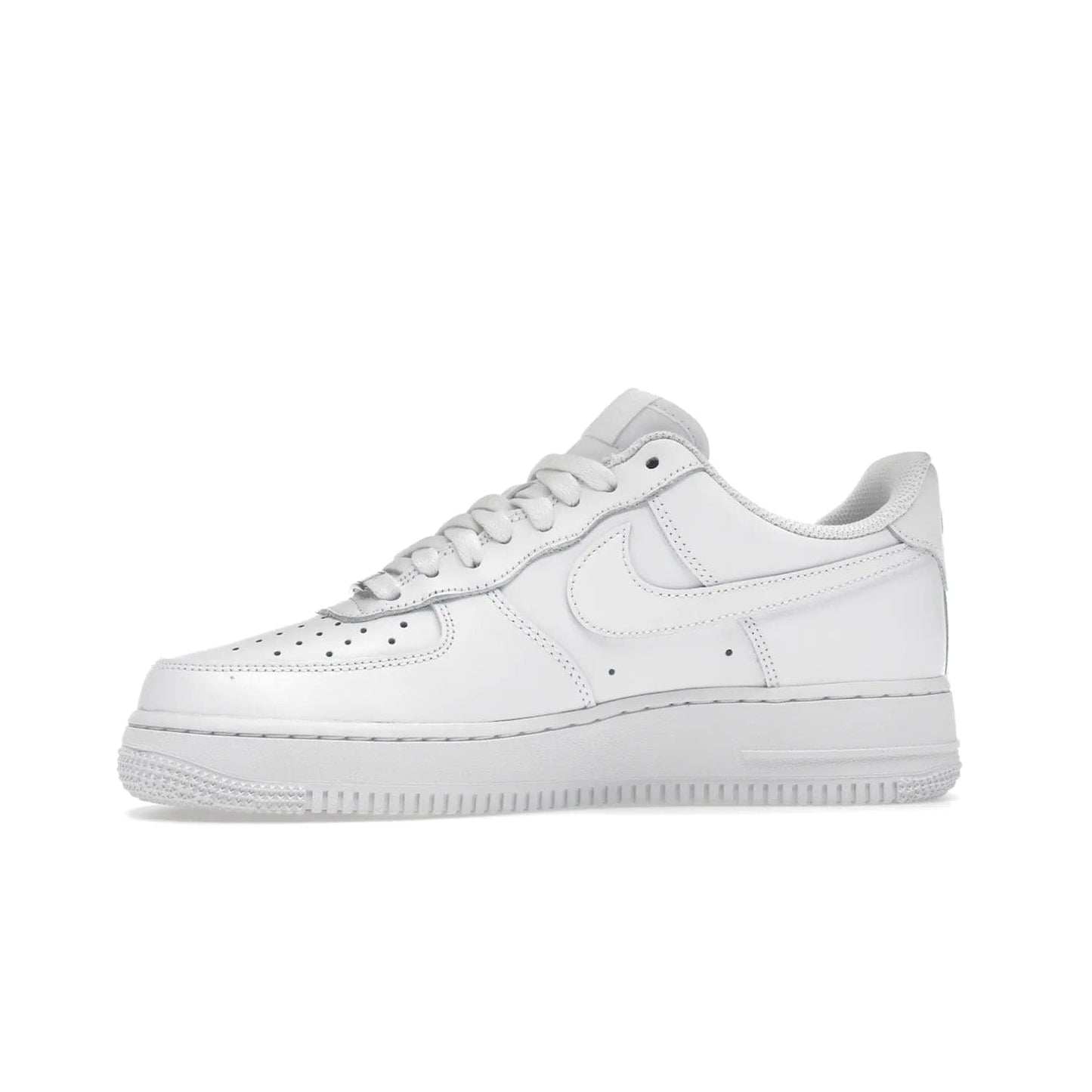 Nike Air Force 1 Low '07 White (Women's) - Image 18 - Only at www.BallersClubKickz.com - Timeless classic sneaker updated with white leather upper and perforated toe box. Nike heel embroidery and white sole. Released January 2018.