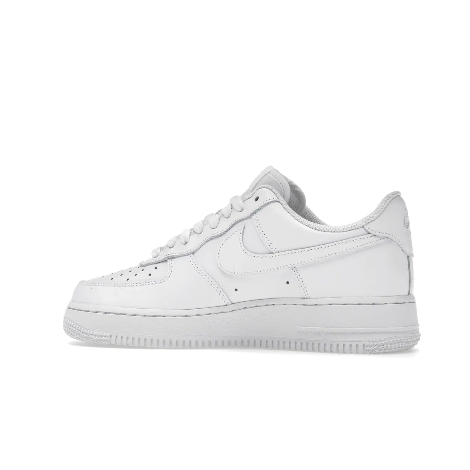 Nike Air Force 1 Low '07 White (Women's) - Image 21 - Only at www.BallersClubKickz.com - Timeless classic sneaker updated with white leather upper and perforated toe box. Nike heel embroidery and white sole. Released January 2018.