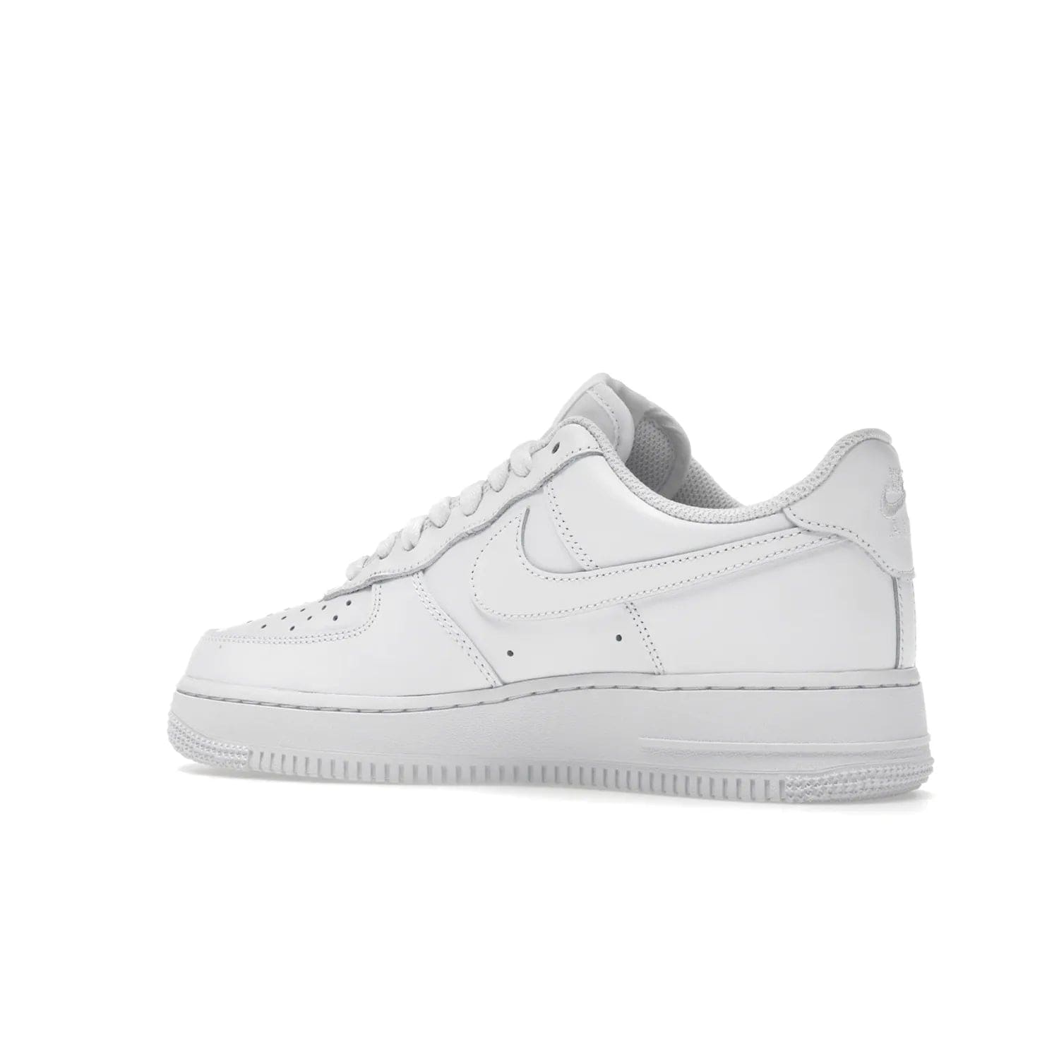 Nike Air Force 1 Low '07 White (Women's) - Image 22 - Only at www.BallersClubKickz.com - Timeless classic sneaker updated with white leather upper and perforated toe box. Nike heel embroidery and white sole. Released January 2018.
