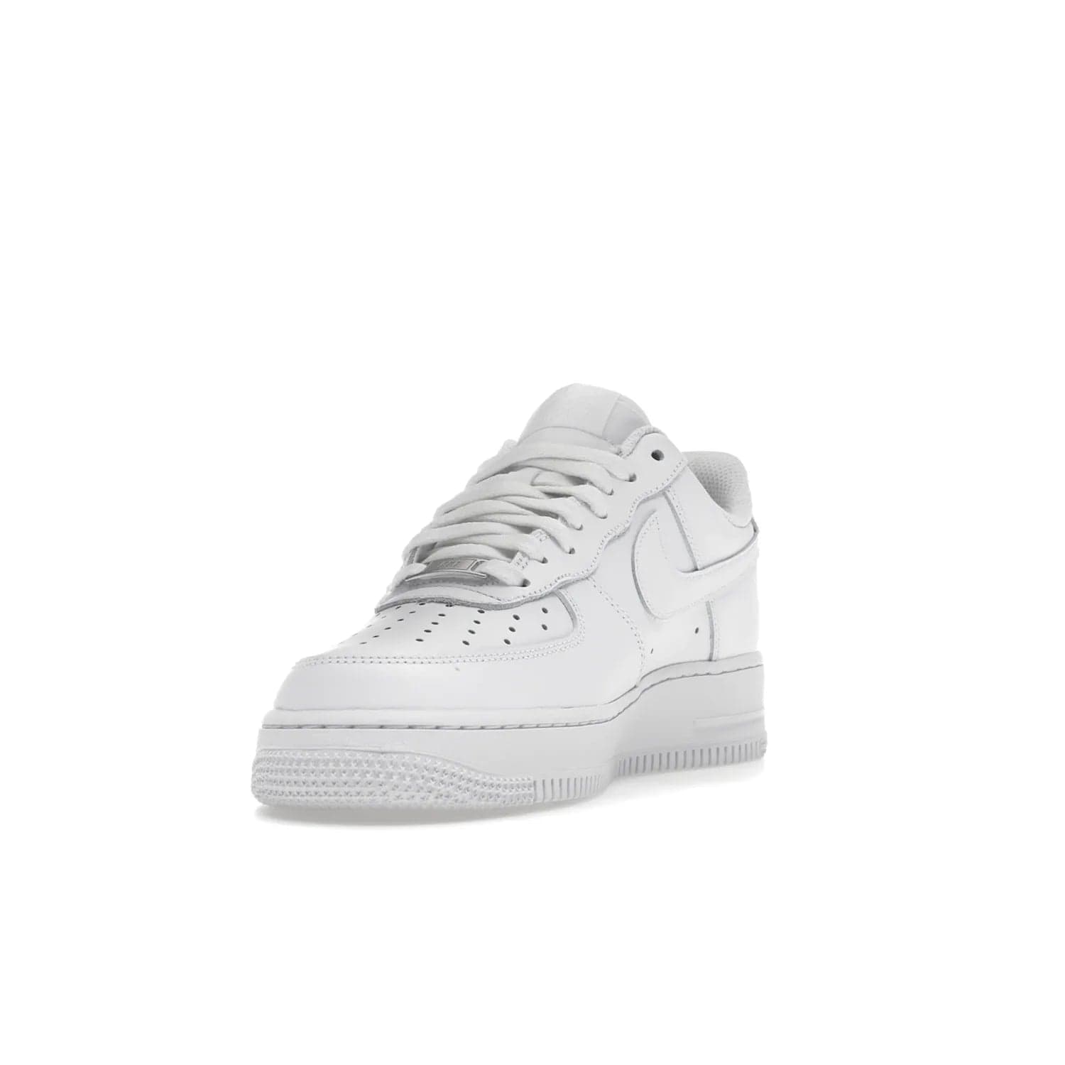 Nike Air Force 1 Low '07 White (Women's) - Image 13 - Only at www.BallersClubKickz.com - Timeless classic sneaker updated with white leather upper and perforated toe box. Nike heel embroidery and white sole. Released January 2018.