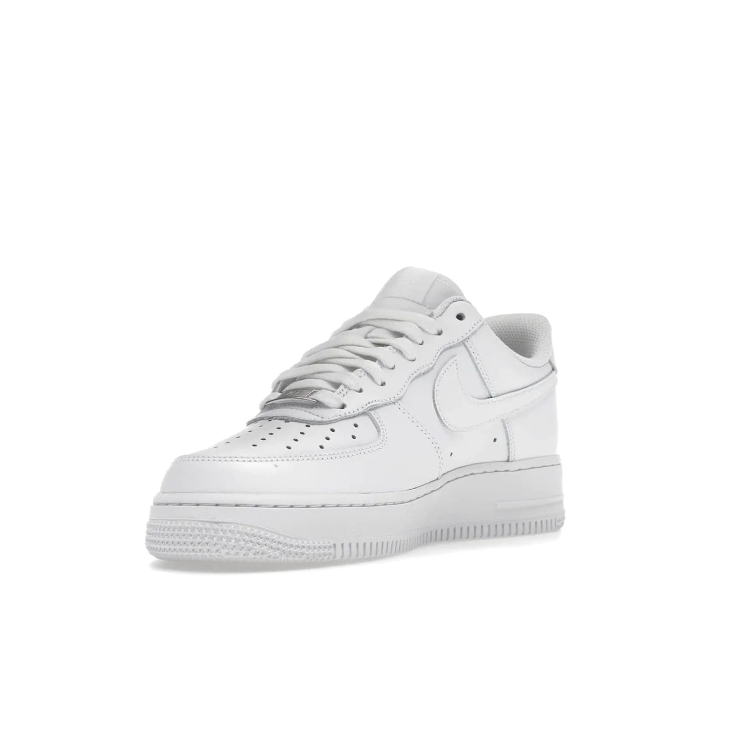 Nike Air Force 1 Low '07 White (Women's) - Image 14 - Only at www.BallersClubKickz.com - Timeless classic sneaker updated with white leather upper and perforated toe box. Nike heel embroidery and white sole. Released January 2018.