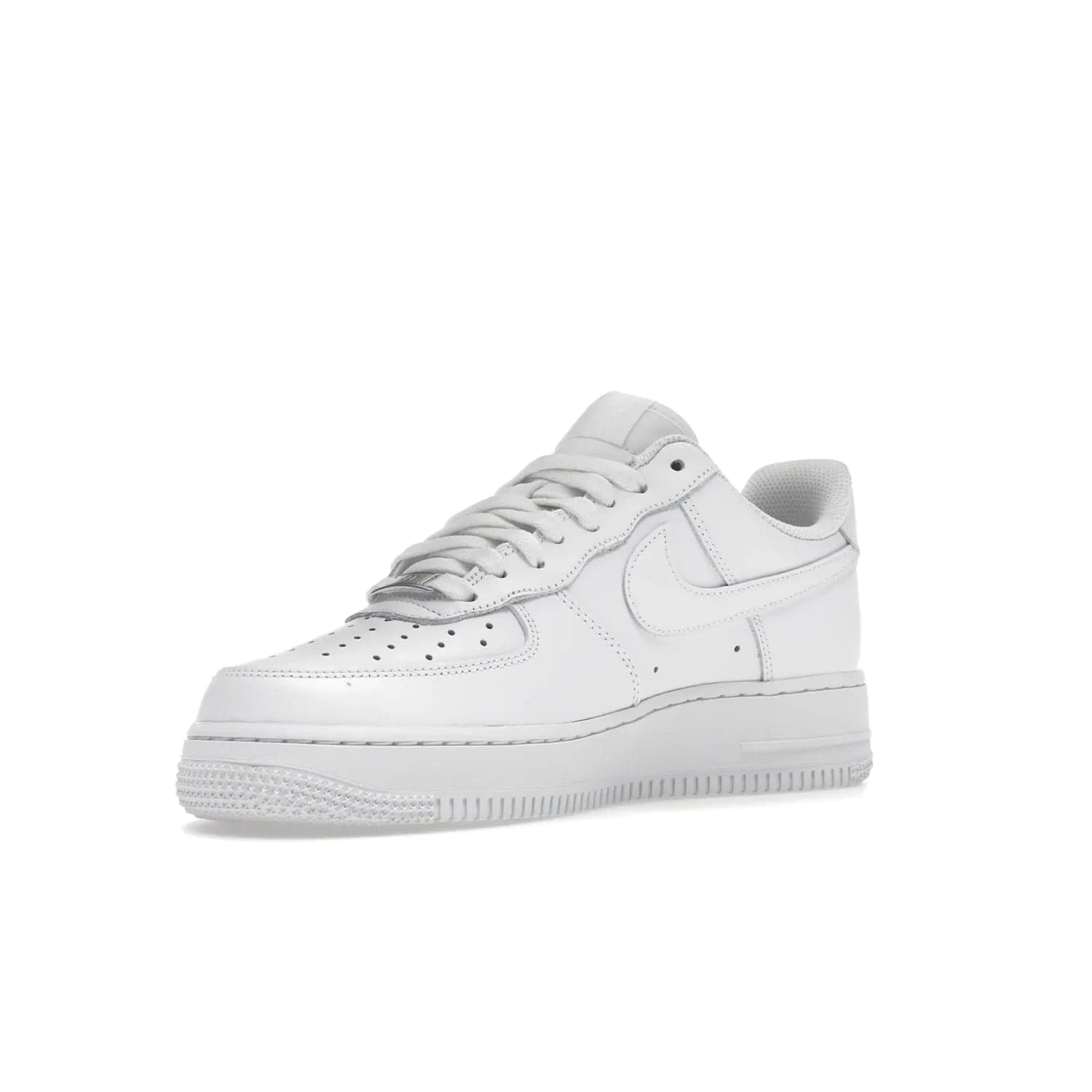 Nike Air Force 1 Low '07 White (Women's) - Image 15 - Only at www.BallersClubKickz.com - Timeless classic sneaker updated with white leather upper and perforated toe box. Nike heel embroidery and white sole. Released January 2018.