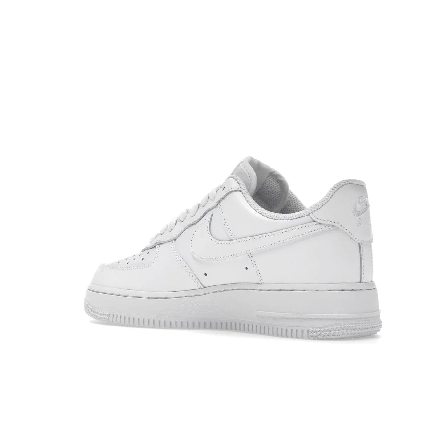 Nike Air Force 1 Low '07 White (Women's) - Image 23 - Only at www.BallersClubKickz.com - Timeless classic sneaker updated with white leather upper and perforated toe box. Nike heel embroidery and white sole. Released January 2018.