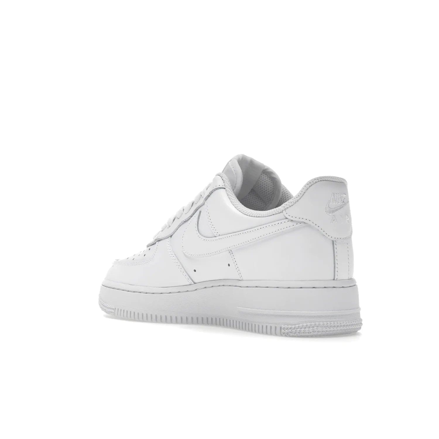 Nike Air Force 1 Low '07 White (Women's) - Image 24 - Only at www.BallersClubKickz.com - Timeless classic sneaker updated with white leather upper and perforated toe box. Nike heel embroidery and white sole. Released January 2018.