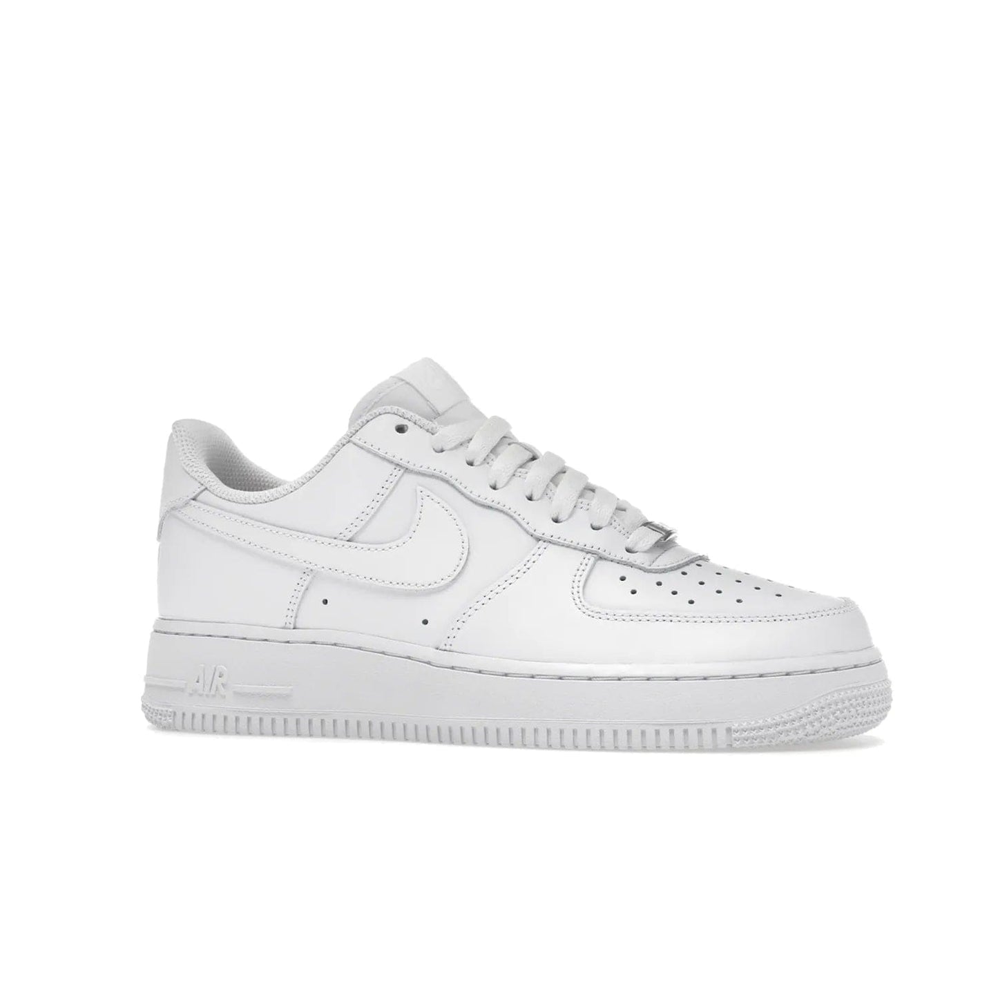Nike Air Force 1 Low '07 White (Women's) - Image 3 - Only at www.BallersClubKickz.com - Timeless classic sneaker updated with white leather upper and perforated toe box. Nike heel embroidery and white sole. Released January 2018.