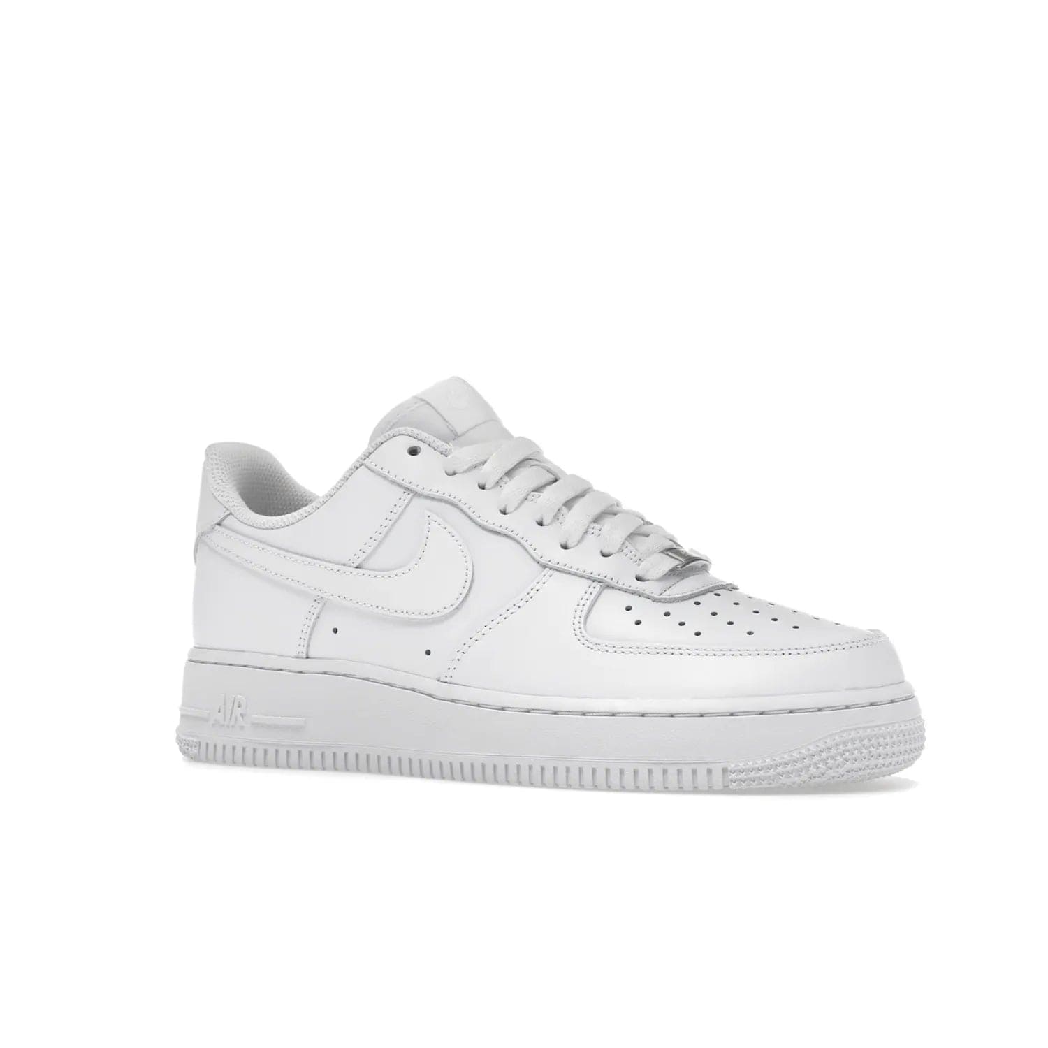 Nike Air Force 1 Low '07 White (Women's) - Image 4 - Only at www.BallersClubKickz.com - Timeless classic sneaker updated with white leather upper and perforated toe box. Nike heel embroidery and white sole. Released January 2018.