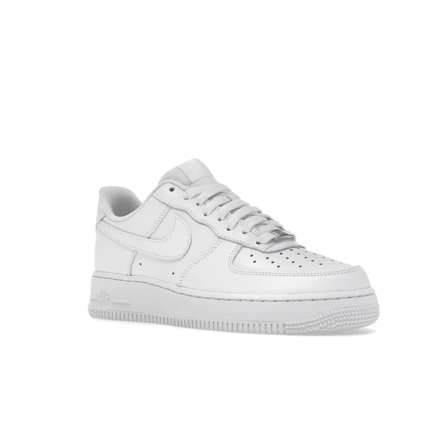 Nike Air Force 1 Low '07 White (Women's) - Image 5 - Only at www.BallersClubKickz.com - Timeless classic sneaker updated with white leather upper and perforated toe box. Nike heel embroidery and white sole. Released January 2018.