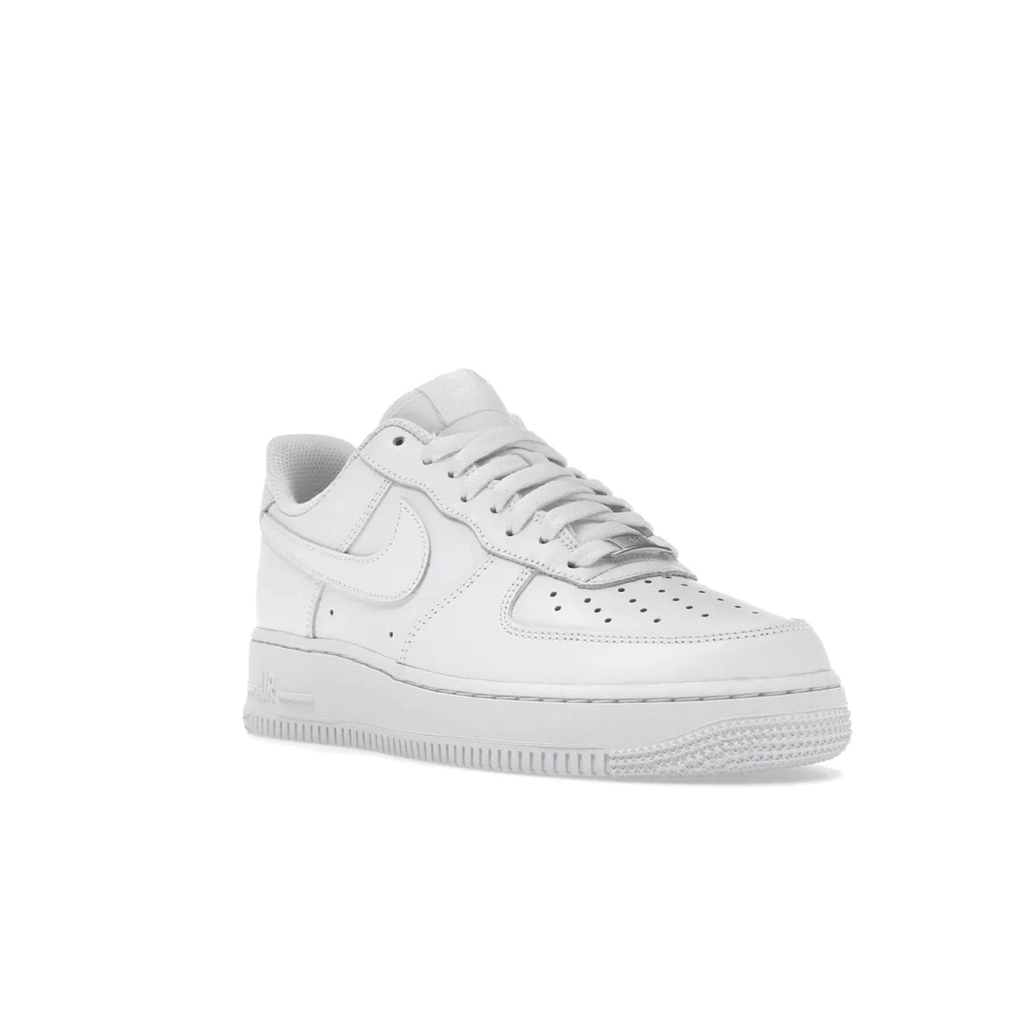 Nike Air Force 1 Low '07 White (Women's) - Image 6 - Only at www.BallersClubKickz.com - Timeless classic sneaker updated with white leather upper and perforated toe box. Nike heel embroidery and white sole. Released January 2018.