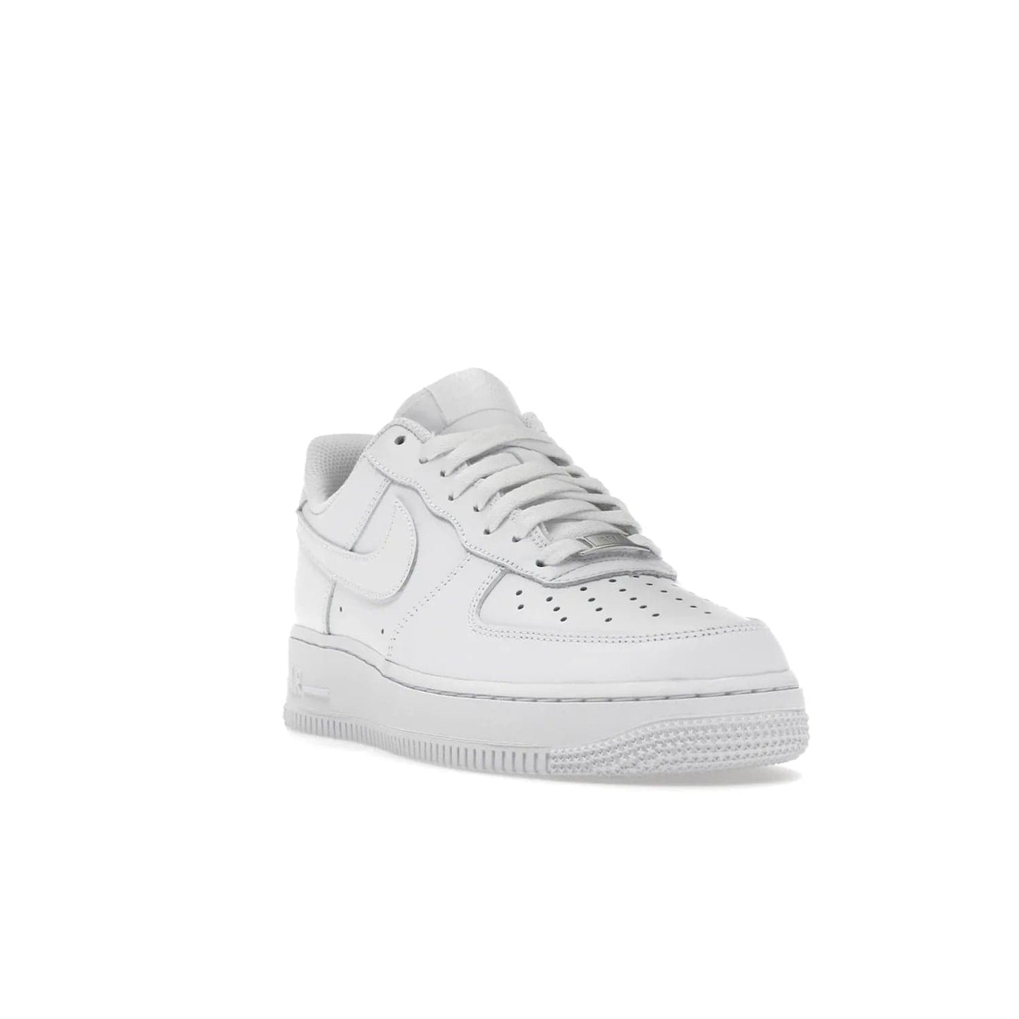 Nike Air Force 1 Low '07 White (Women's) - Image 7 - Only at www.BallersClubKickz.com - Timeless classic sneaker updated with white leather upper and perforated toe box. Nike heel embroidery and white sole. Released January 2018.