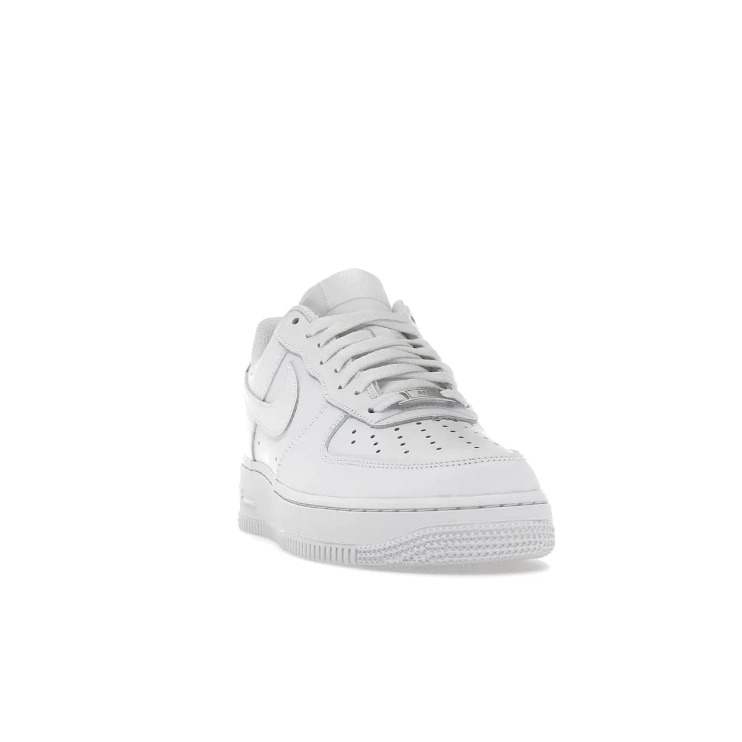 Nike Air Force 1 Low '07 White (Women's) - Image 8 - Only at www.BallersClubKickz.com - Timeless classic sneaker updated with white leather upper and perforated toe box. Nike heel embroidery and white sole. Released January 2018.