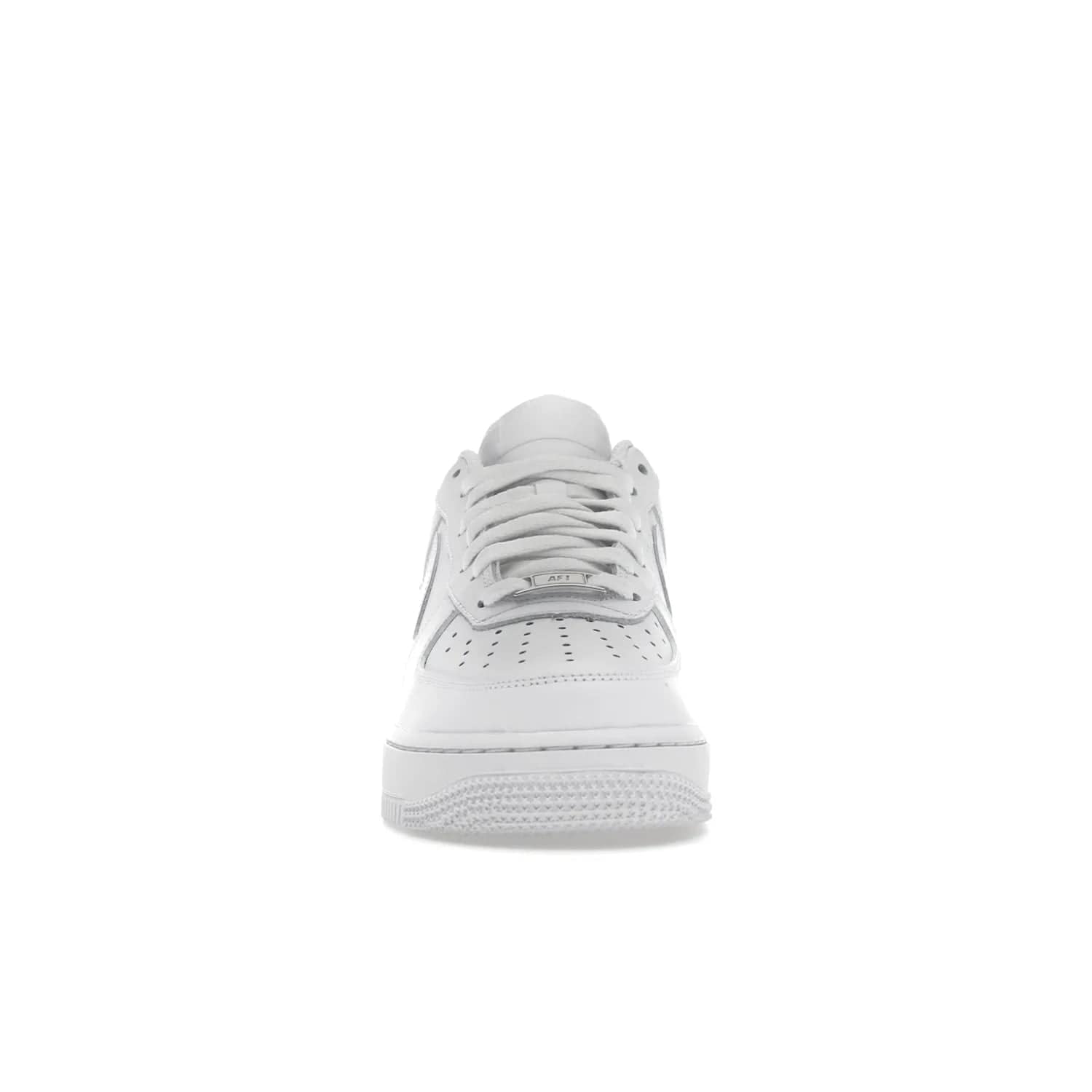 Nike Air Force 1 Low '07 White (Women's) - Image 10 - Only at www.BallersClubKickz.com - Timeless classic sneaker updated with white leather upper and perforated toe box. Nike heel embroidery and white sole. Released January 2018.