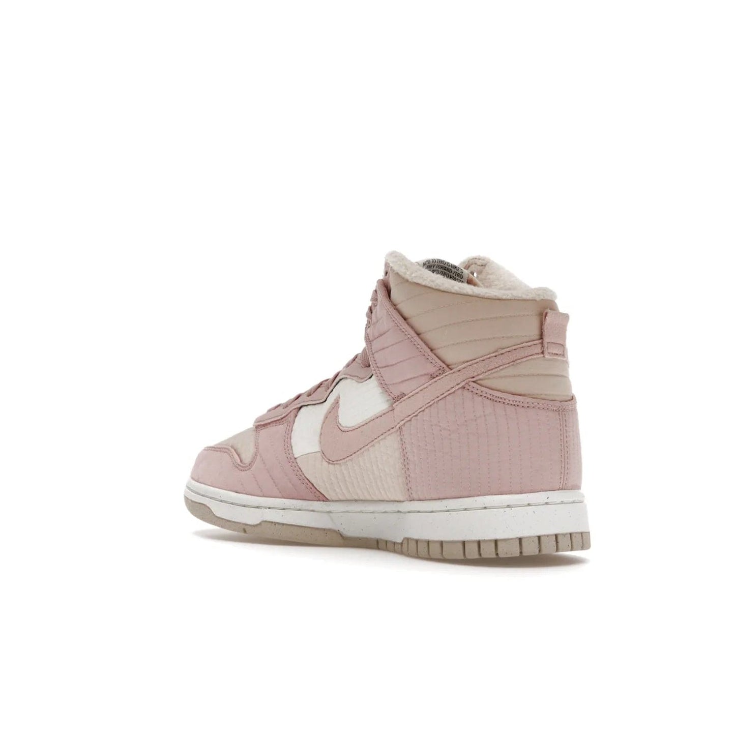 Nike Dunk High LX Next Nature Pink Oxford (Women's) - Image 24 - Only at www.BallersClubKickz.com - Cozy up in the Nike Dunk High LX Next Nature Pink Oxford for Women. Quilted upper, white midsole, soft fleece interior provide warmth and comfort for cold winter nights.