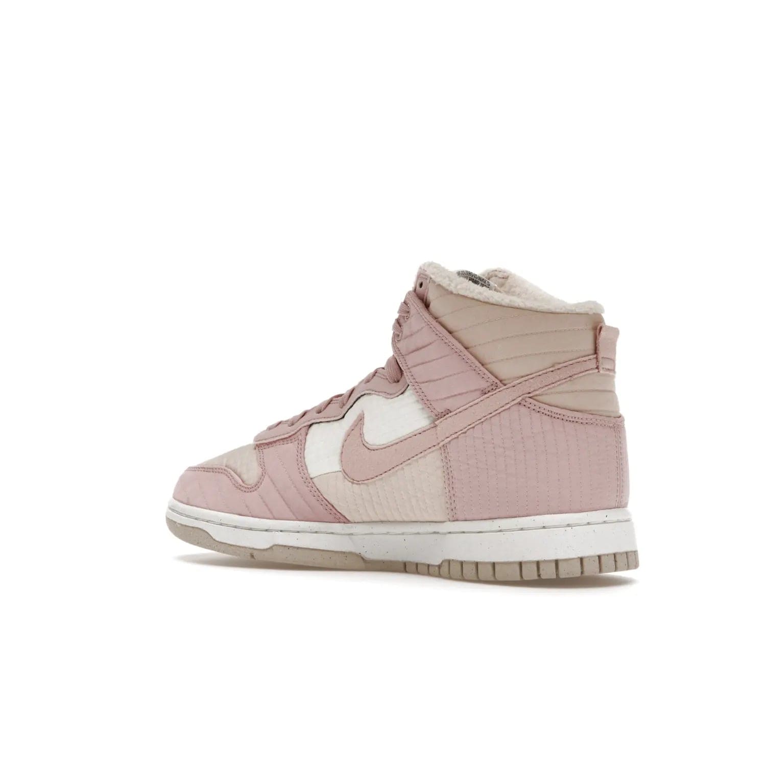 Nike Dunk High LX Next Nature Pink Oxford (Women's) - Image 23 - Only at www.BallersClubKickz.com - Cozy up in the Nike Dunk High LX Next Nature Pink Oxford for Women. Quilted upper, white midsole, soft fleece interior provide warmth and comfort for cold winter nights.