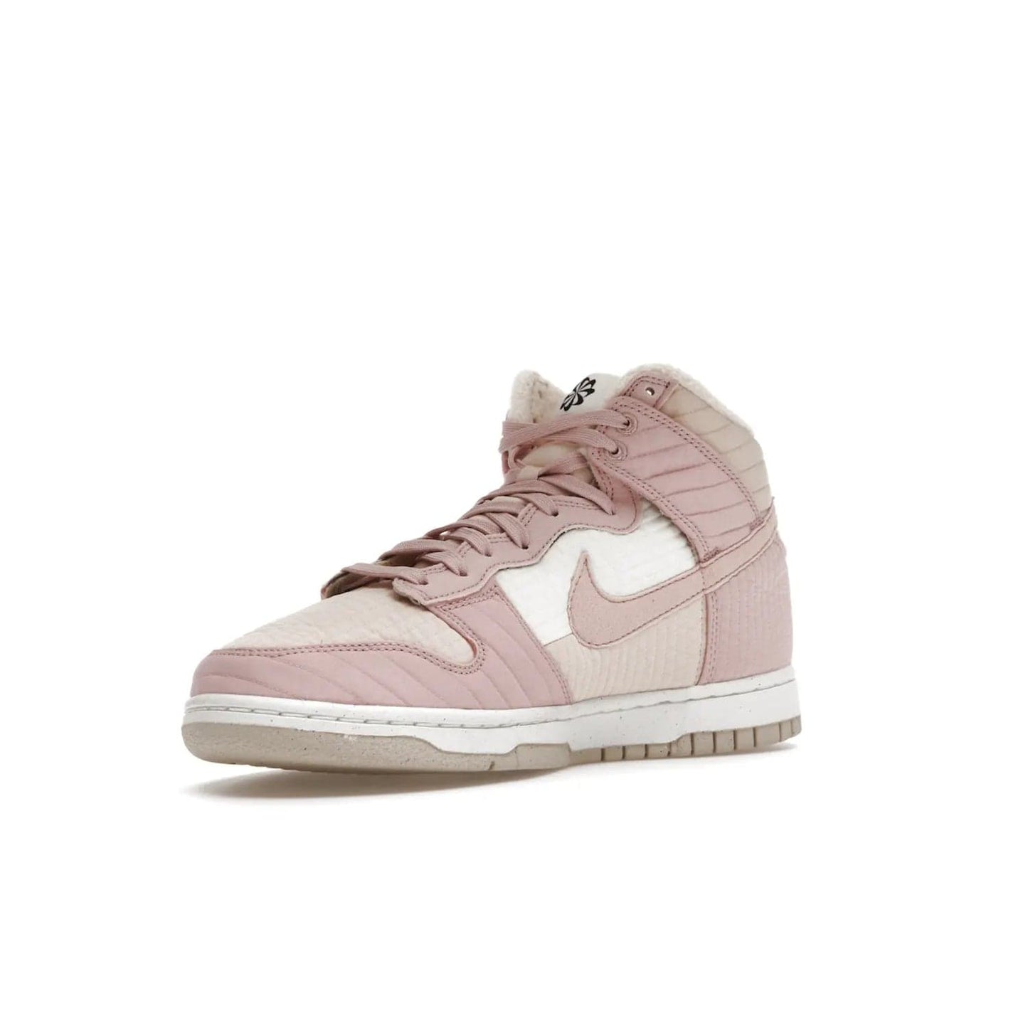 Nike Dunk High LX Next Nature Pink Oxford (Women's) - Image 15 - Only at www.BallersClubKickz.com - Cozy up in the Nike Dunk High LX Next Nature Pink Oxford for Women. Quilted upper, white midsole, soft fleece interior provide warmth and comfort for cold winter nights.