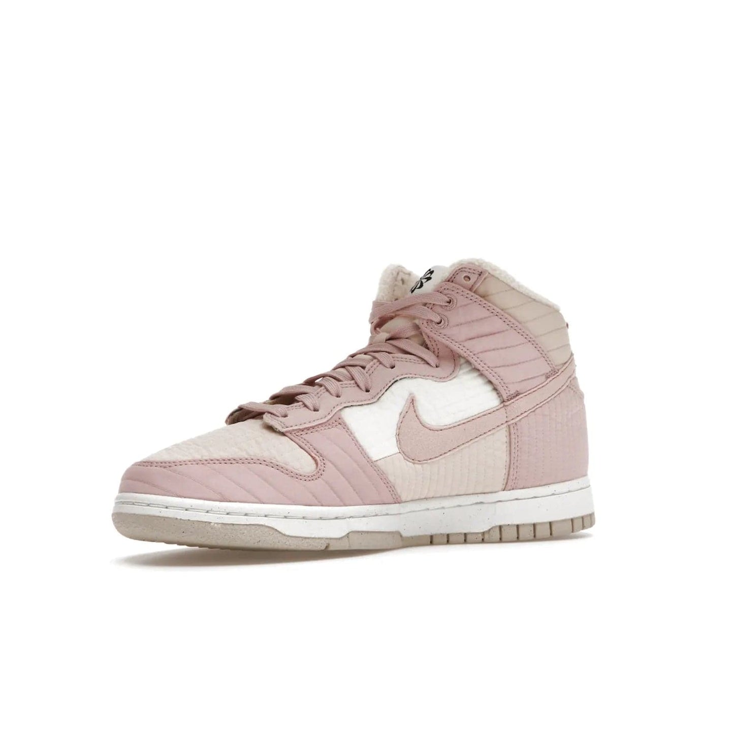 Nike Dunk High LX Next Nature Pink Oxford (Women's) - Image 16 - Only at www.BallersClubKickz.com - Cozy up in the Nike Dunk High LX Next Nature Pink Oxford for Women. Quilted upper, white midsole, soft fleece interior provide warmth and comfort for cold winter nights.