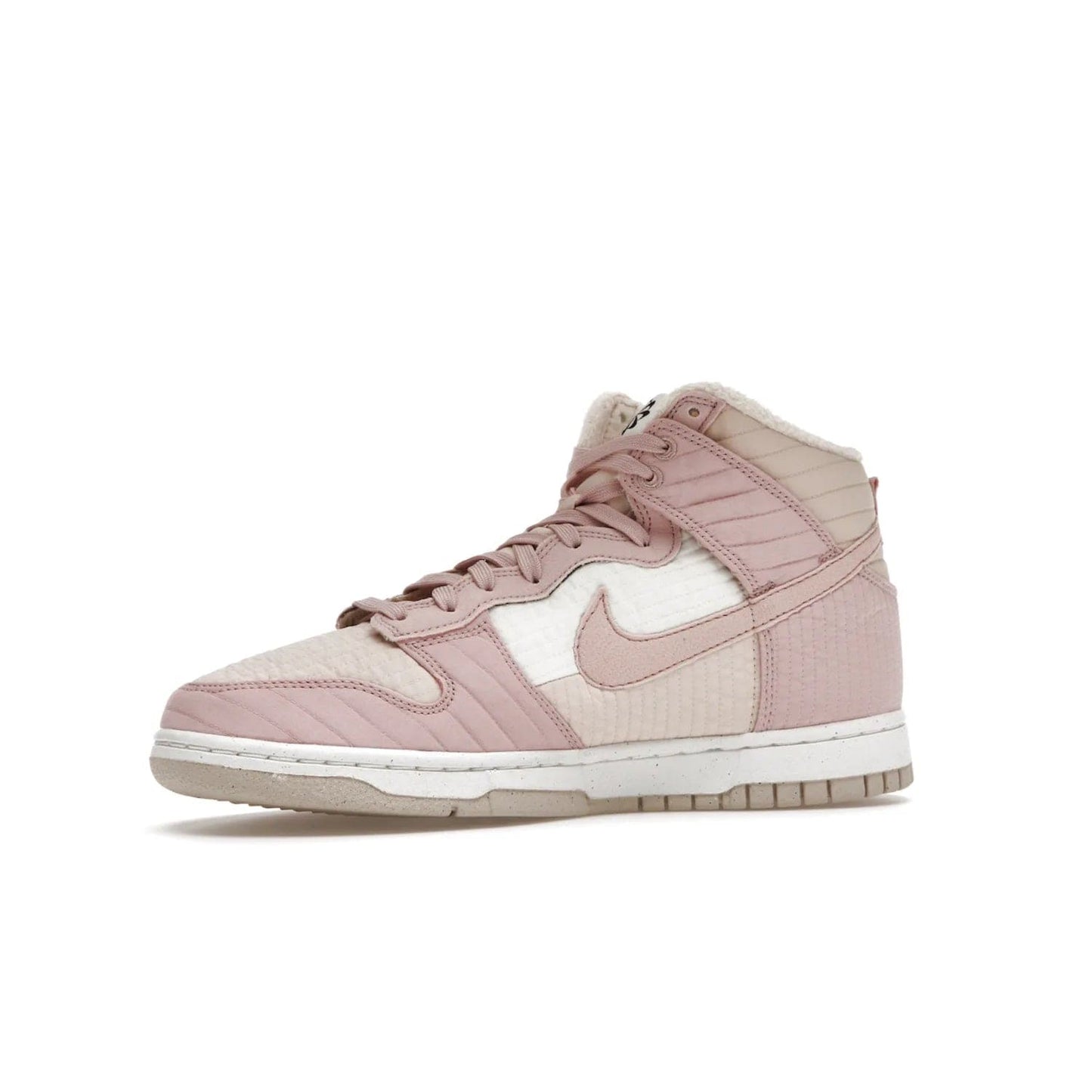 Nike Dunk High LX Next Nature Pink Oxford (Women's) - Image 17 - Only at www.BallersClubKickz.com - Cozy up in the Nike Dunk High LX Next Nature Pink Oxford for Women. Quilted upper, white midsole, soft fleece interior provide warmth and comfort for cold winter nights.