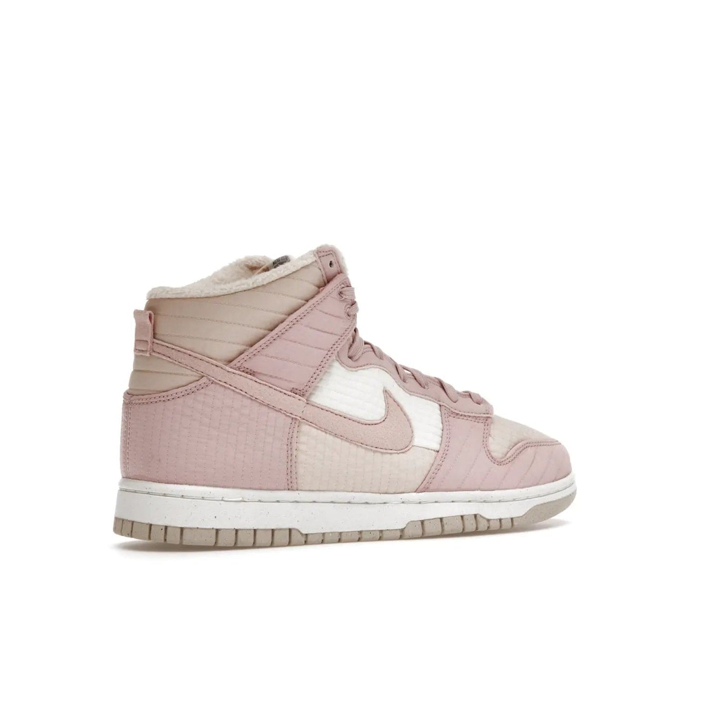 Nike Dunk High LX Next Nature Pink Oxford (Women's) - Image 34 - Only at www.BallersClubKickz.com - Cozy up in the Nike Dunk High LX Next Nature Pink Oxford for Women. Quilted upper, white midsole, soft fleece interior provide warmth and comfort for cold winter nights.