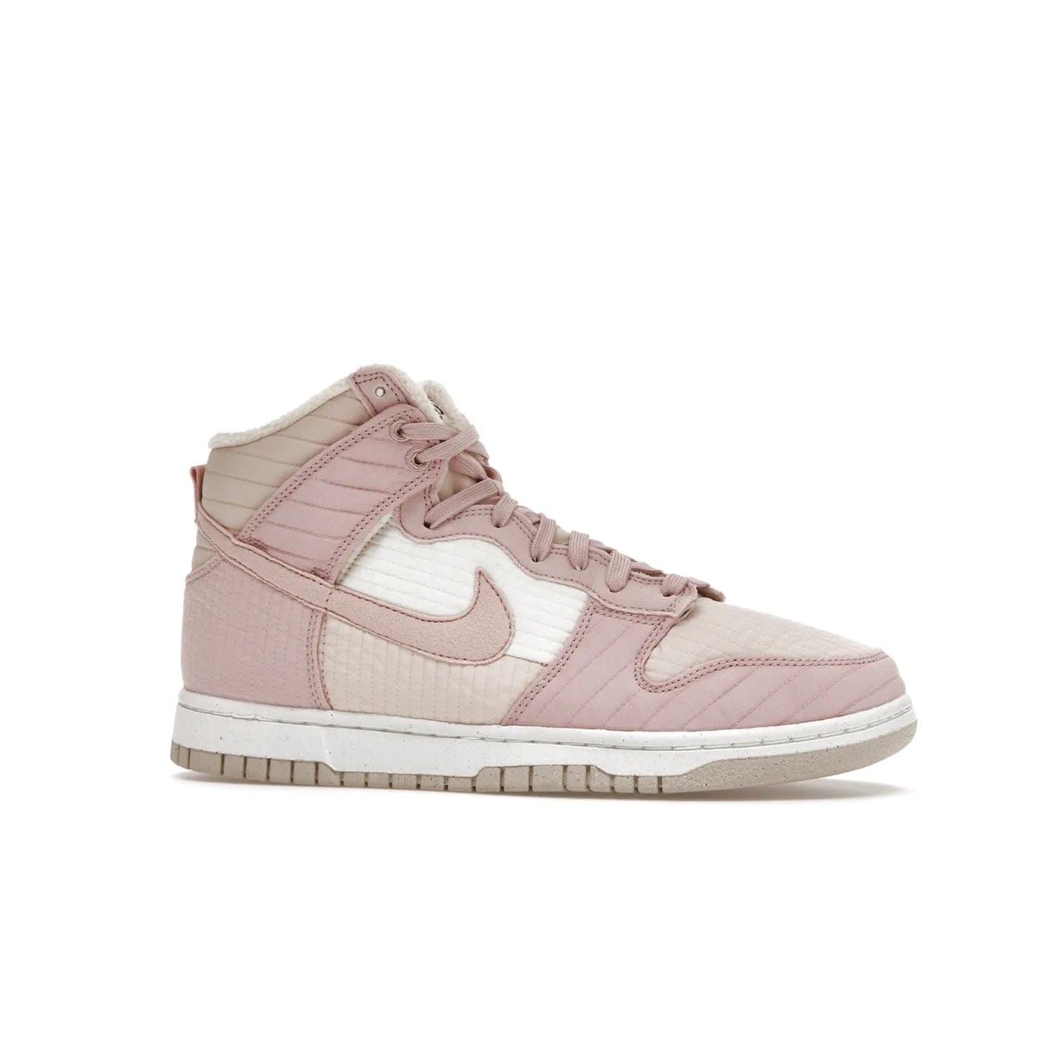 Nike Dunk High LX Next Nature Pink Oxford (Women's) - Image 3 - Only at www.BallersClubKickz.com - Cozy up in the Nike Dunk High LX Next Nature Pink Oxford for Women. Quilted upper, white midsole, soft fleece interior provide warmth and comfort for cold winter nights.