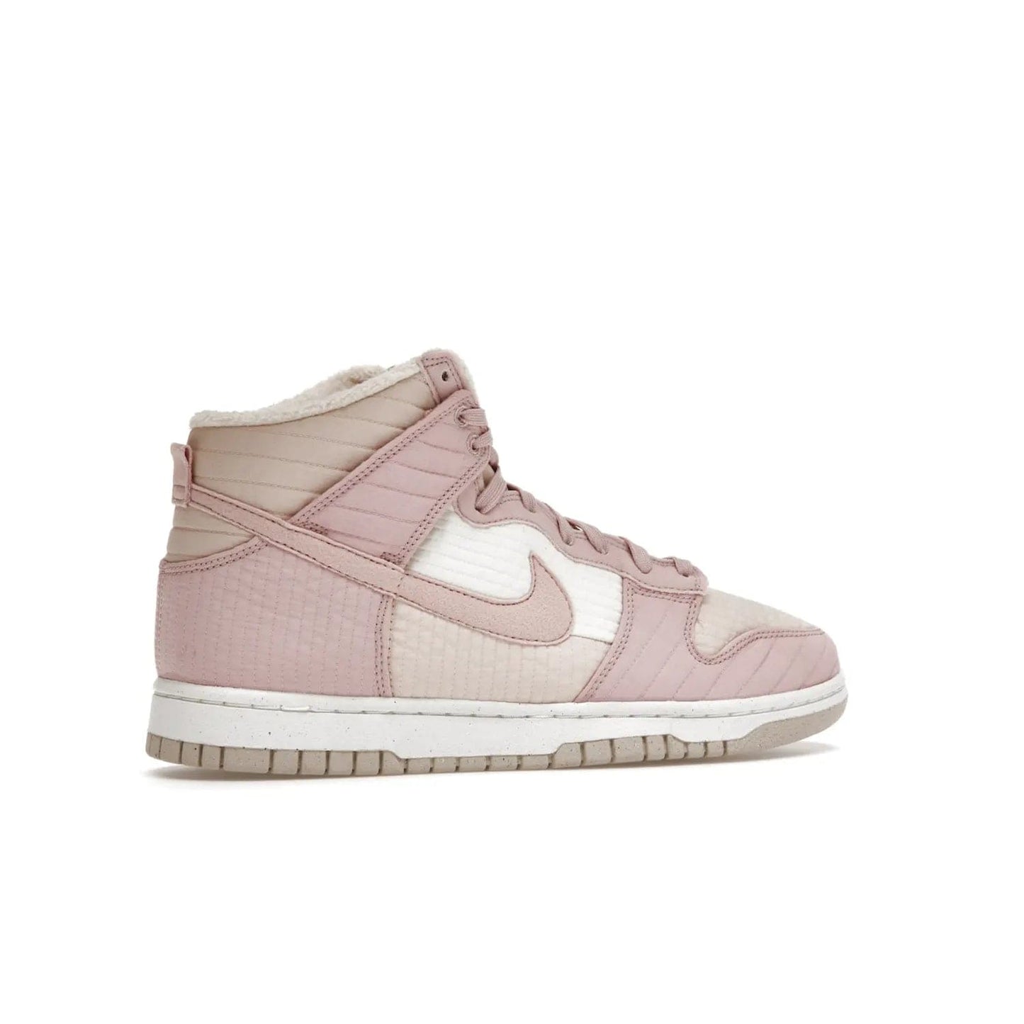 Nike Dunk High LX Next Nature Pink Oxford (Women's) - Image 35 - Only at www.BallersClubKickz.com - Cozy up in the Nike Dunk High LX Next Nature Pink Oxford for Women. Quilted upper, white midsole, soft fleece interior provide warmth and comfort for cold winter nights.
