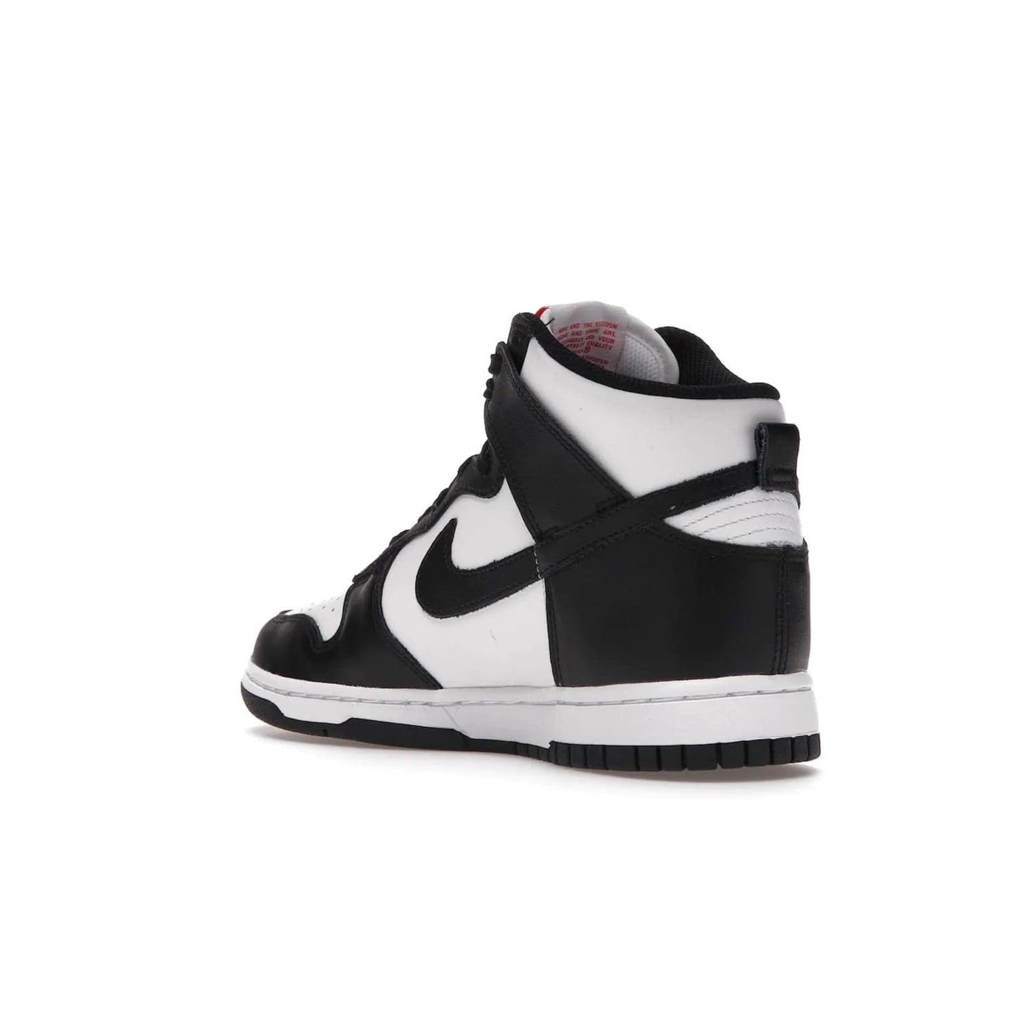 Nike Dunk High Panda (2021) (Women's) - Image 24 - Only at www.BallersClubKickz.com - The Nike Dunk High Panda (2021) (Women's) shoe offers stylish comfort. Featuring black and white leather uppers, a matching sole, with a red woven tongue label, this luxurious shoe will make any outfit stand out. Dare to be different and add to your wardrobe today!
