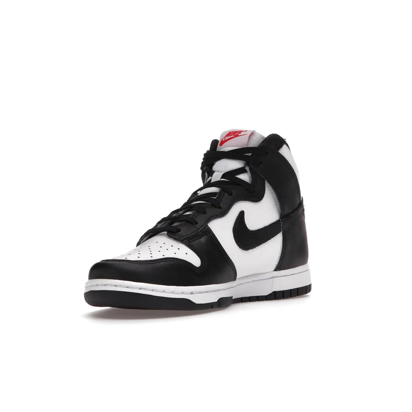 Nike Dunk High Panda (2021) (Women's) - Image 14 - Only at www.BallersClubKickz.com - The Nike Dunk High Panda (2021) (Women's) shoe offers stylish comfort. Featuring black and white leather uppers, a matching sole, with a red woven tongue label, this luxurious shoe will make any outfit stand out. Dare to be different and add to your wardrobe today!