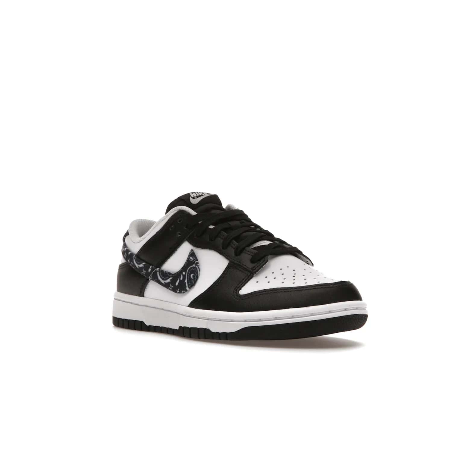 Nike Dunk Low Essential Paisley Pack Black (Women's) - Image 6 - Only at www.BallersClubKickz.com - Make a statement with the all-black Nike Dunk Low Essential Paisley Pack Black (Women's) featuring white leather overlays, a stunning paisley bandana print, and a white midsole for comfort and optimal grip on any surface.