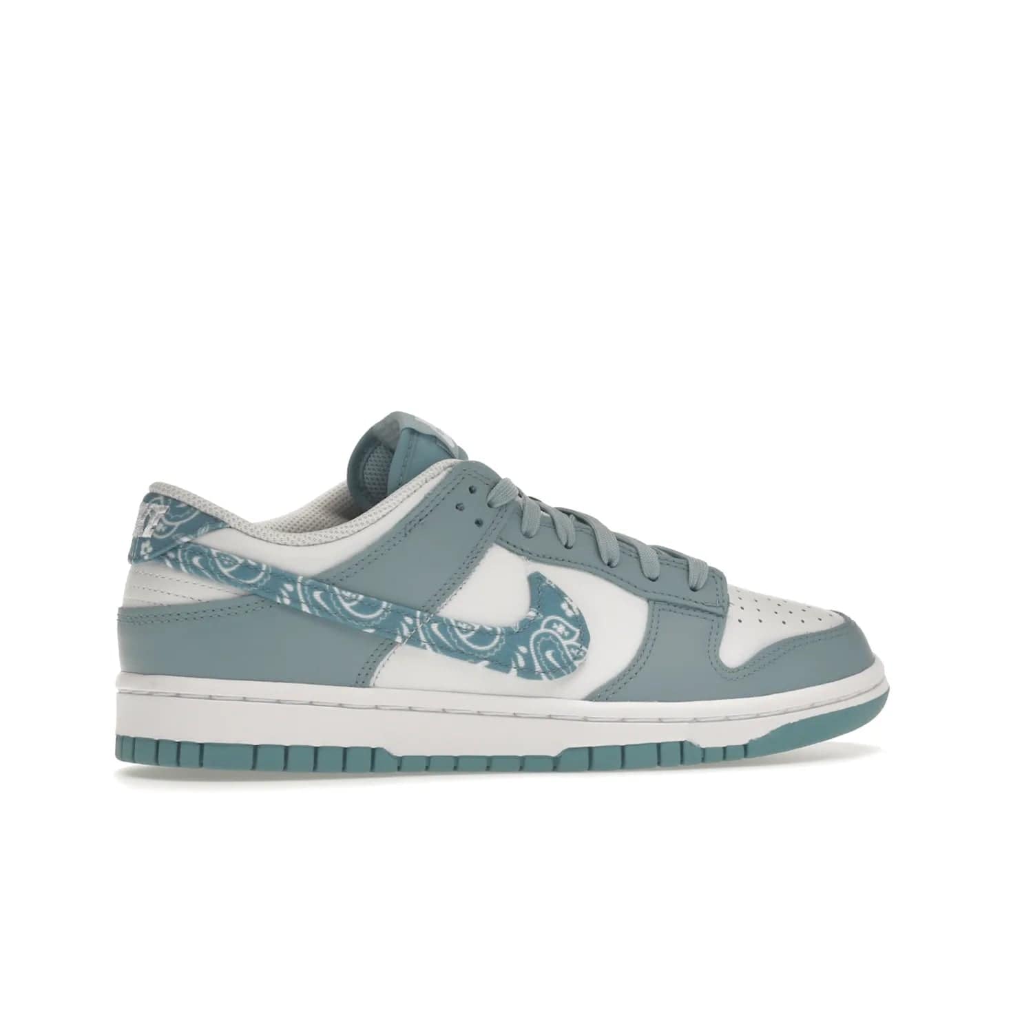 Nike Dunk Low Essential Paisley Pack Worn Blue (Women's) - Image 35 - Only at www.BallersClubKickz.com - Get the Nike Dunk Low Essential Paisley Pack Worn Blue (Women's) for style and comfort. White leather construction, light blue leather overlays, canvas Swooshes and matching heel tabs offer a rich blue hue. Finished by a white and light blue sole, this classic Nike Dunk is the perfect addition to any wardrobe. Released in March 2022.