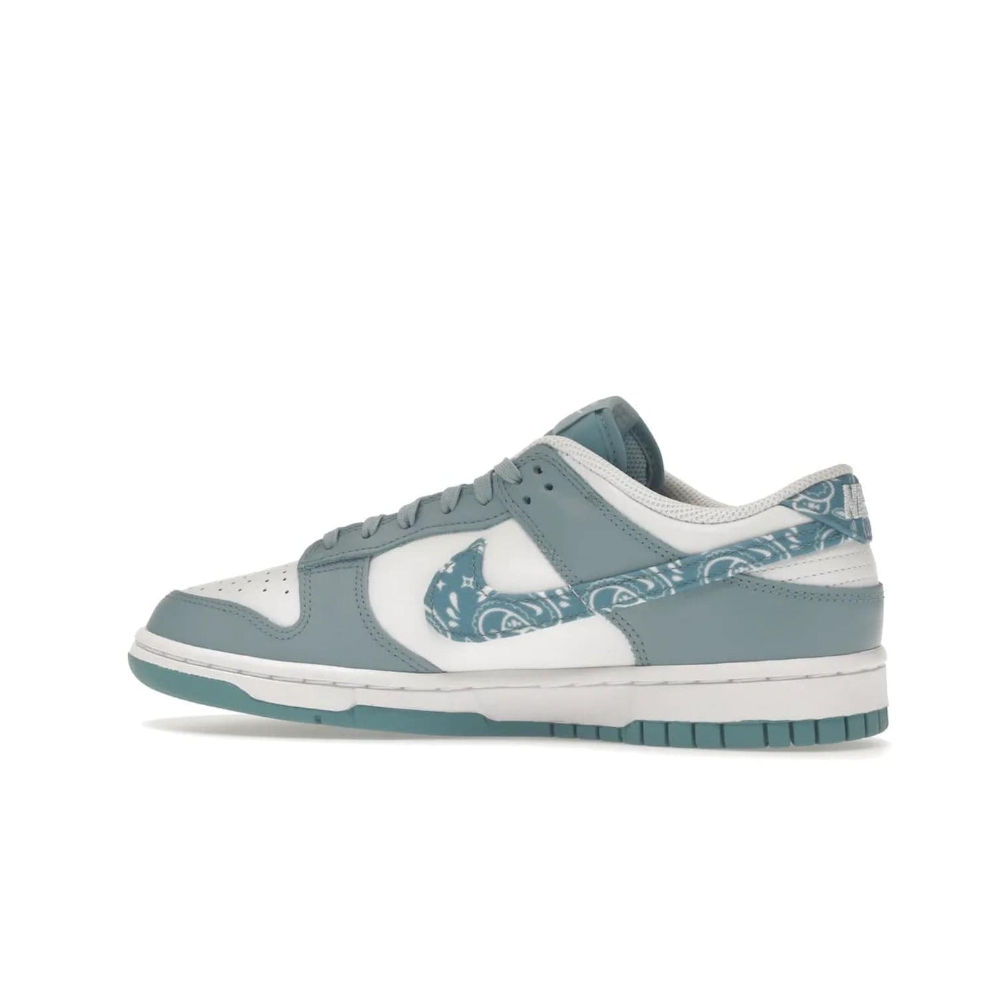 Nike Dunk Low Essential Paisley Pack Worn Blue (Women's) - Image 21 - Only at www.BallersClubKickz.com - Get the Nike Dunk Low Essential Paisley Pack Worn Blue (Women's) for style and comfort. White leather construction, light blue leather overlays, canvas Swooshes and matching heel tabs offer a rich blue hue. Finished by a white and light blue sole, this classic Nike Dunk is the perfect addition to any wardrobe. Released in March 2022.