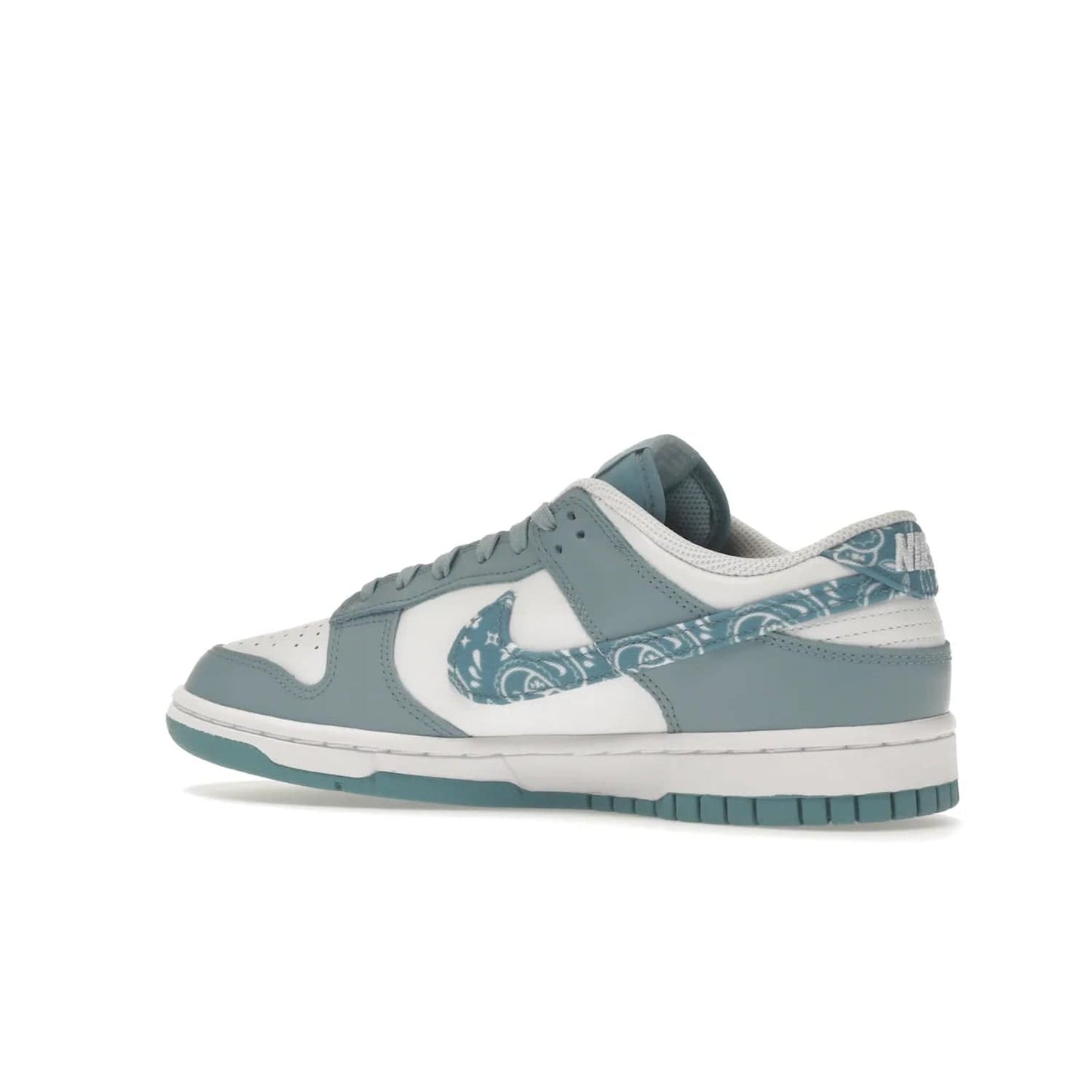 Nike Dunk Low Essential Paisley Pack Worn Blue (Women's) - Image 22 - Only at www.BallersClubKickz.com - Get the Nike Dunk Low Essential Paisley Pack Worn Blue (Women's) for style and comfort. White leather construction, light blue leather overlays, canvas Swooshes and matching heel tabs offer a rich blue hue. Finished by a white and light blue sole, this classic Nike Dunk is the perfect addition to any wardrobe. Released in March 2022.