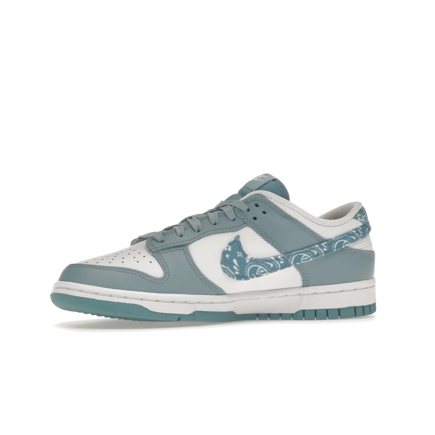 Nike Dunk Low Essential Paisley Pack Worn Blue (Women's) - Image 17 - Only at www.BallersClubKickz.com - Get the Nike Dunk Low Essential Paisley Pack Worn Blue (Women's) for style and comfort. White leather construction, light blue leather overlays, canvas Swooshes and matching heel tabs offer a rich blue hue. Finished by a white and light blue sole, this classic Nike Dunk is the perfect addition to any wardrobe. Released in March 2022.