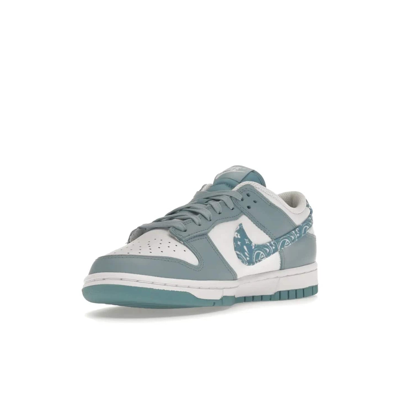 Nike Dunk Low Essential Paisley Pack Worn Blue (Women's) - Image 14 - Only at www.BallersClubKickz.com - Get the Nike Dunk Low Essential Paisley Pack Worn Blue (Women's) for style and comfort. White leather construction, light blue leather overlays, canvas Swooshes and matching heel tabs offer a rich blue hue. Finished by a white and light blue sole, this classic Nike Dunk is the perfect addition to any wardrobe. Released in March 2022.