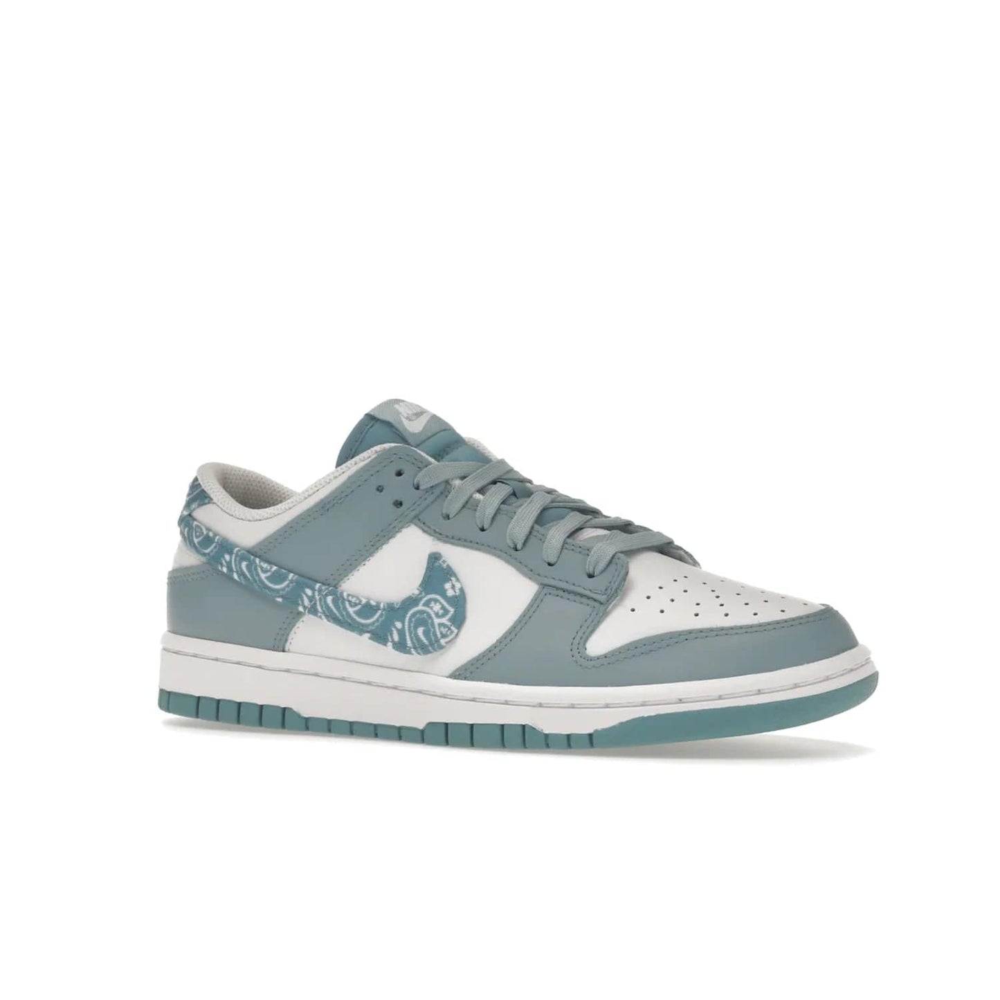 Nike Dunk Low Essential Paisley Pack Worn Blue (Women's) - Image 4 - Only at www.BallersClubKickz.com - Get the Nike Dunk Low Essential Paisley Pack Worn Blue (Women's) for style and comfort. White leather construction, light blue leather overlays, canvas Swooshes and matching heel tabs offer a rich blue hue. Finished by a white and light blue sole, this classic Nike Dunk is the perfect addition to any wardrobe. Released in March 2022.