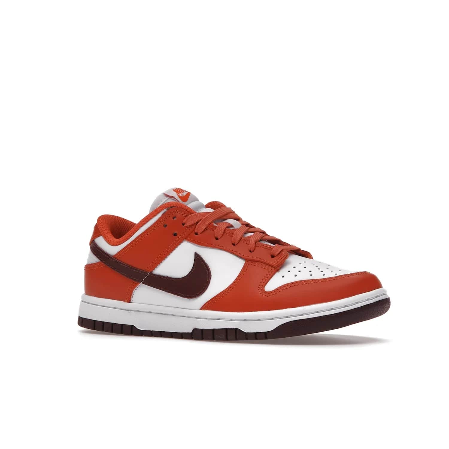 Nike Dunk Low Bronze Eclipse (Women's) - Image 4 - Only at www.BallersClubKickz.com - Elevate your style with the Women's Nike Dunk Low Bronze Eclipse! White leather upper, Mesa Orange overlays, Bronze Eclipse Swooshes, and matching soles designed for striking style. A modern statement piece to add to your wardrobe.