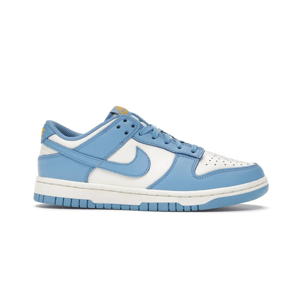 Nike Dunk Low Coast (Women's) - Image 2 - Only at www.BallersClubKickz.com - Iconic UCLA colors honor the west coast with the Nike Dunk Low Coast (Women's), a bold combo of light blue, white and yellow. Light leather upper with white midsole and light EVA outsole offer a modern twist. Released Feb 2021 for $100.