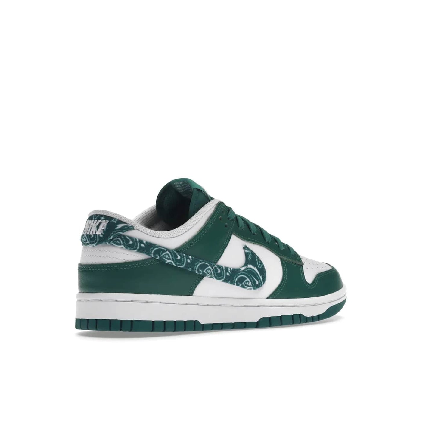 Nike Dunk Low Essential Paisley Pack Green (Women's) - Image 33 - Only at www.BallersClubKickz.com - Get the iconic Nike Dunk Low Essential Paisley Pack Green W. This 2021 sneaker is a must-have! Featuring bandana prints, perforated toe box, and designed outsole for grip. Get it on 10th March for $120.