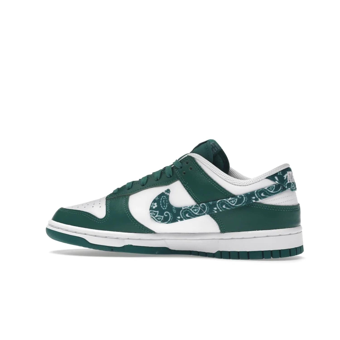 Nike Dunk Low Essential Paisley Pack Green (Women's) - Image 21 - Only at www.BallersClubKickz.com - Get the iconic Nike Dunk Low Essential Paisley Pack Green W. This 2021 sneaker is a must-have! Featuring bandana prints, perforated toe box, and designed outsole for grip. Get it on 10th March for $120.