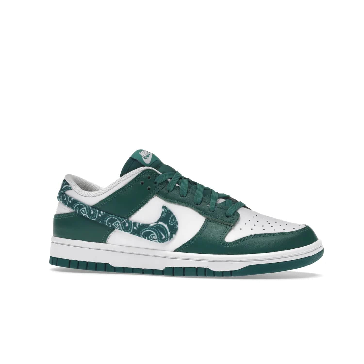 Nike Dunk Low Essential Paisley Pack Green (Women's) - Image 3 - Only at www.BallersClubKickz.com - Get the iconic Nike Dunk Low Essential Paisley Pack Green W. This 2021 sneaker is a must-have! Featuring bandana prints, perforated toe box, and designed outsole for grip. Get it on 10th March for $120.