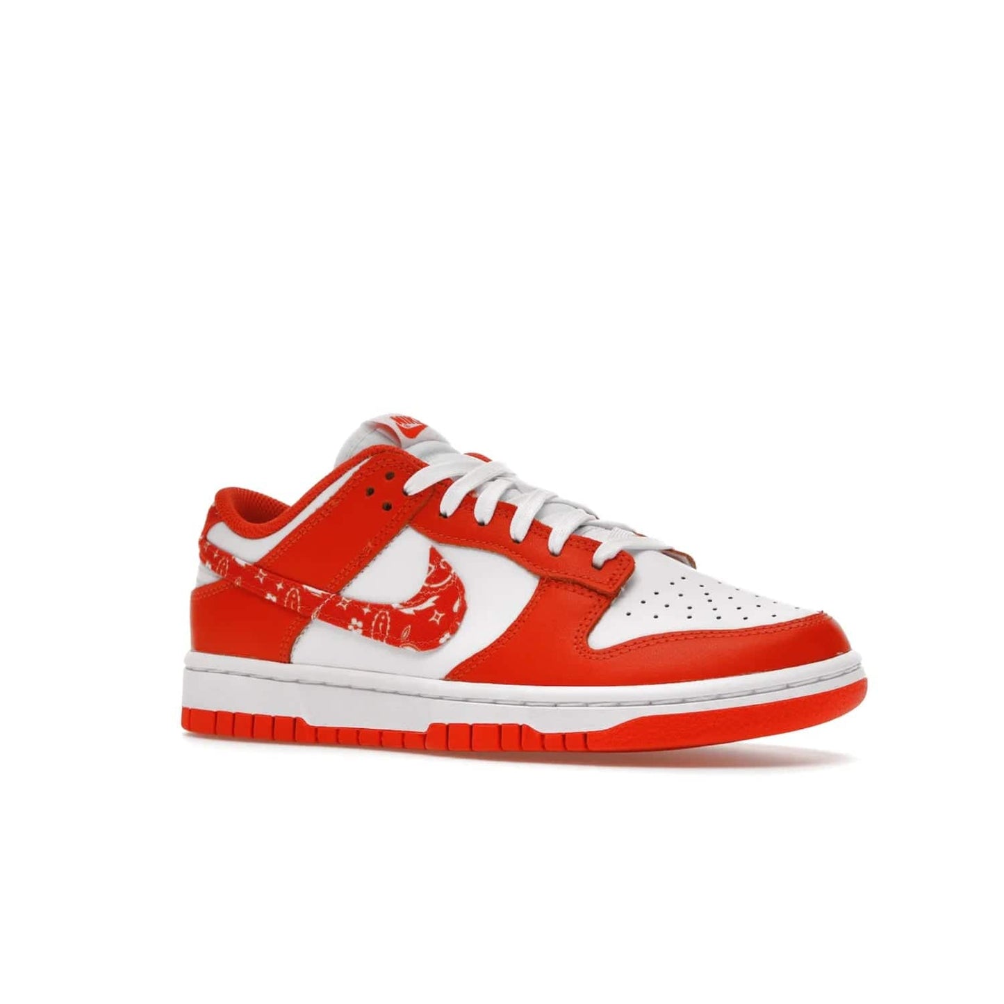 Nike Dunk Low Essential Paisley Pack Orange (Women's) - Image 4 - Only at www.BallersClubKickz.com - Introducing the stunning Nike Dunk Low Essential Paisley Pack Orange (Women's). White leather upper with orange overlays, paisley Swoosh and heel tab. Woven Nike tongue label and Air sole complete the look. Pick up your pair in May 2022.