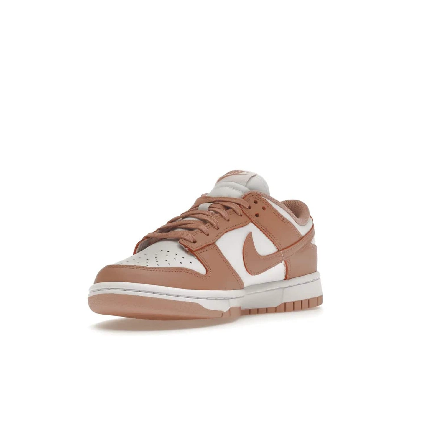 Nike Dunk Low Rose Whisper (Women's) - Image 14 - Only at www.BallersClubKickz.com - The Nike Dunk Low Rose Whisper is the perfect summer shoe with classic two-tone look and vintage-inspired design. Features white and Rose Whisper leather upper, woven tongue labels and EVA foam sole for plush cushioning. Available June 2022 at $100.