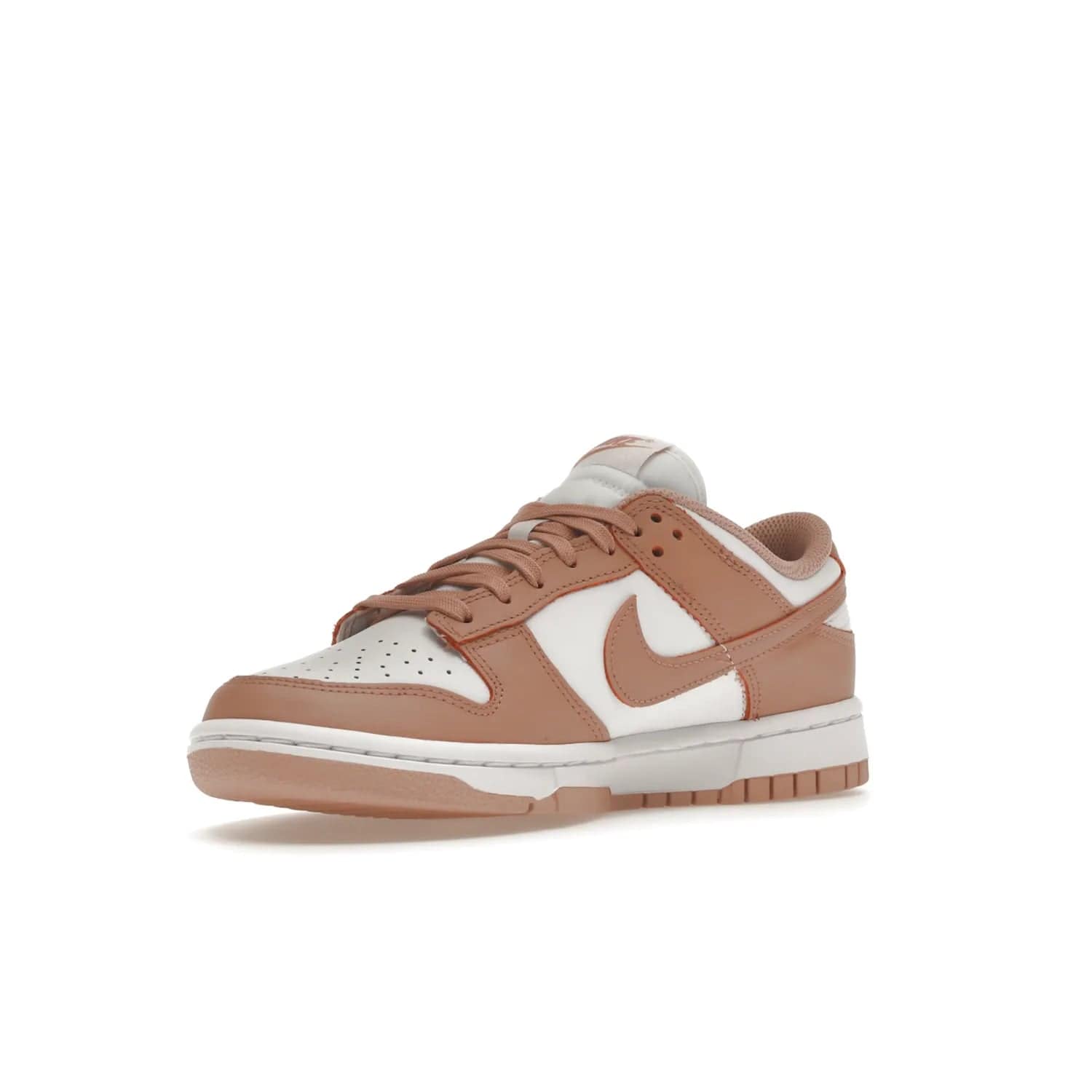 Nike Dunk Low Rose Whisper (Women's) - Image 15 - Only at www.BallersClubKickz.com - The Nike Dunk Low Rose Whisper is the perfect summer shoe with classic two-tone look and vintage-inspired design. Features white and Rose Whisper leather upper, woven tongue labels and EVA foam sole for plush cushioning. Available June 2022 at $100.