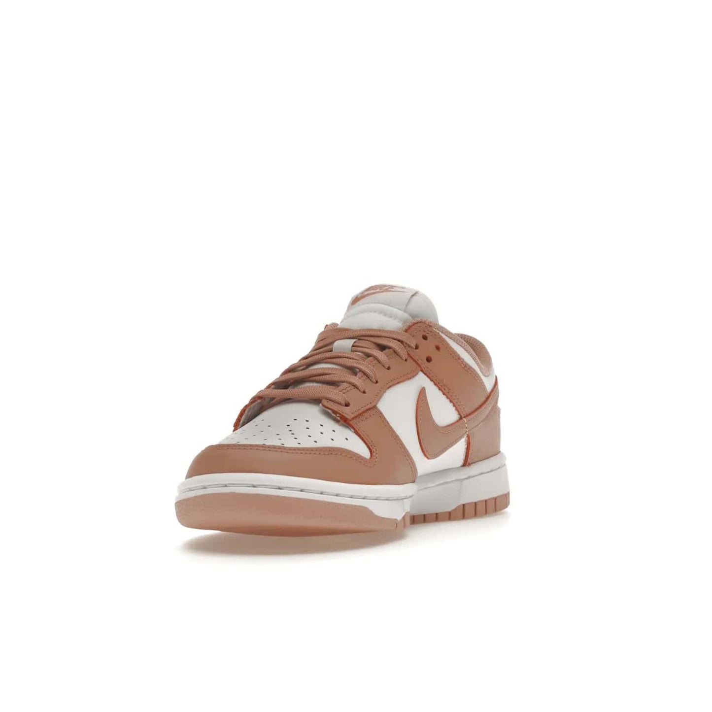 Nike Dunk Low Rose Whisper (Women's) - Image 13 - Only at www.BallersClubKickz.com - The Nike Dunk Low Rose Whisper is the perfect summer shoe with classic two-tone look and vintage-inspired design. Features white and Rose Whisper leather upper, woven tongue labels and EVA foam sole for plush cushioning. Available June 2022 at $100.