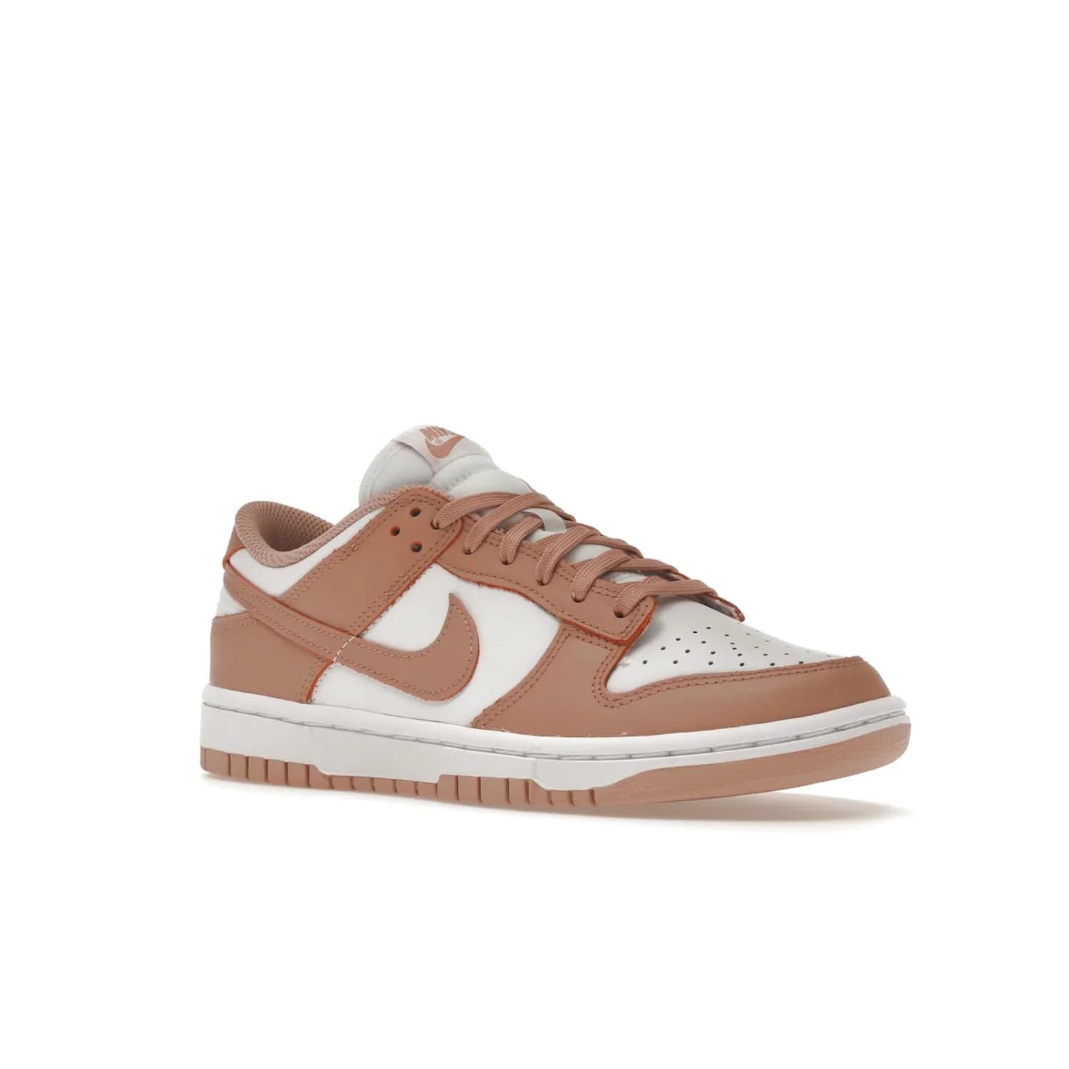 Nike Dunk Low Rose Whisper (Women's) - Image 5 - Only at www.BallersClubKickz.com - The Nike Dunk Low Rose Whisper is the perfect summer shoe with classic two-tone look and vintage-inspired design. Features white and Rose Whisper leather upper, woven tongue labels and EVA foam sole for plush cushioning. Available June 2022 at $100.