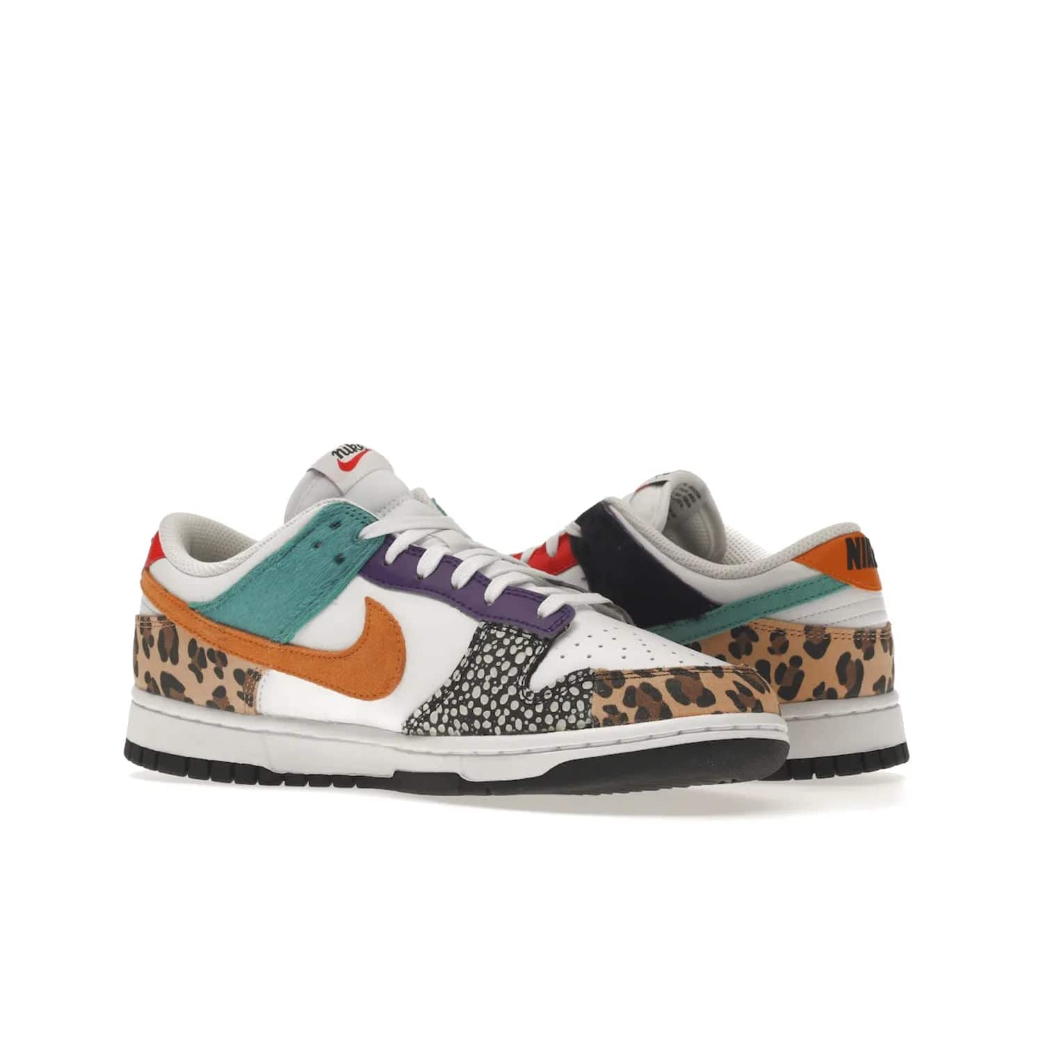 Nike Dunk Low Safari Mix (Women's) - Image 22 - Only at www.BallersClubKickz.com - Express your unique style with the Women’s Nike Dunk Low Safari Mix. Featuring a vibrant mix of white leather, leopard Durabuck, faux-horsehair, suede, and more, this stylish sneaker will turn heads. Shop now for a bold look at an affordable $120 price tag. Available in May 2022.