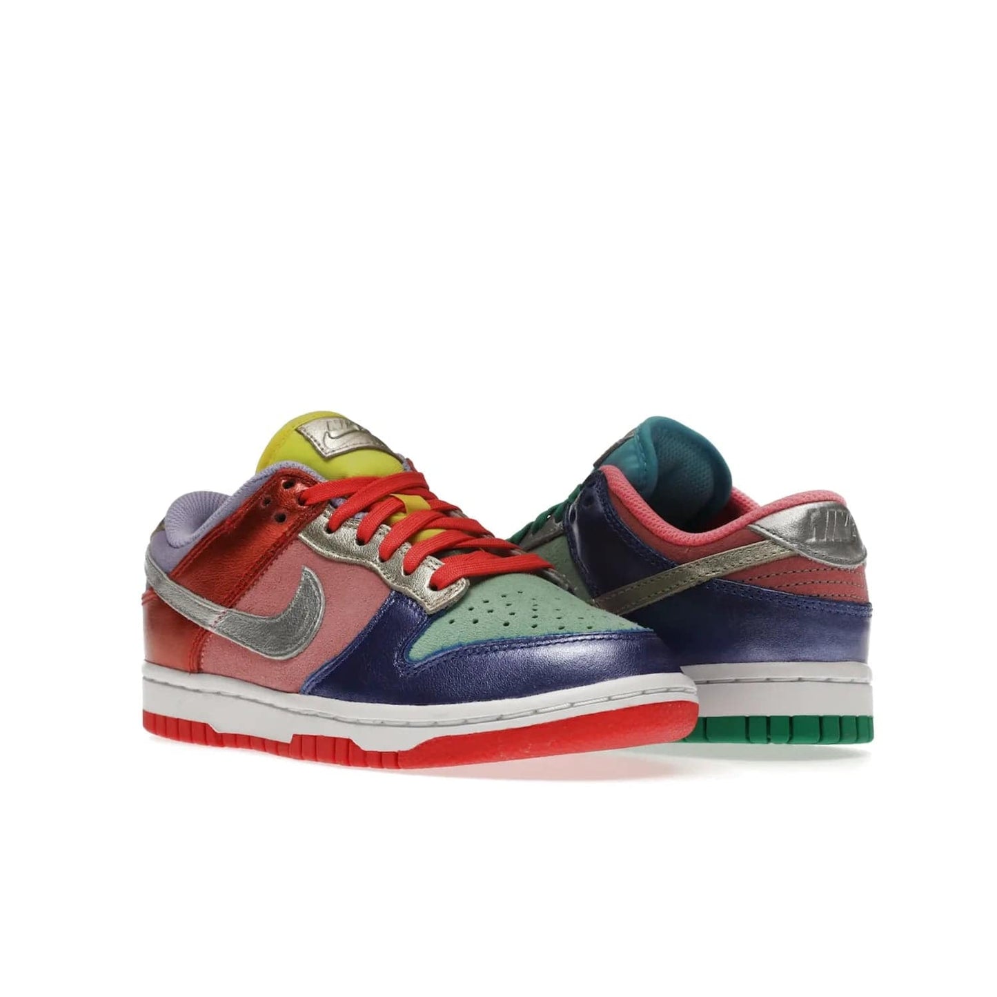 Nike Dunk Low Sunset Pulse (Women's) - Image 6 - Only at www.BallersClubKickz.com - Add some style to your look with the Nike Dunk Low Sunset Pulse (Women's). Finished in a mix of metallic leather and suede, this eye-catching sneaker is designed in an attractive Sunset Pulse/ Silver-Purple Pulse colourway with metallic silver tongue labels and heel tabs.