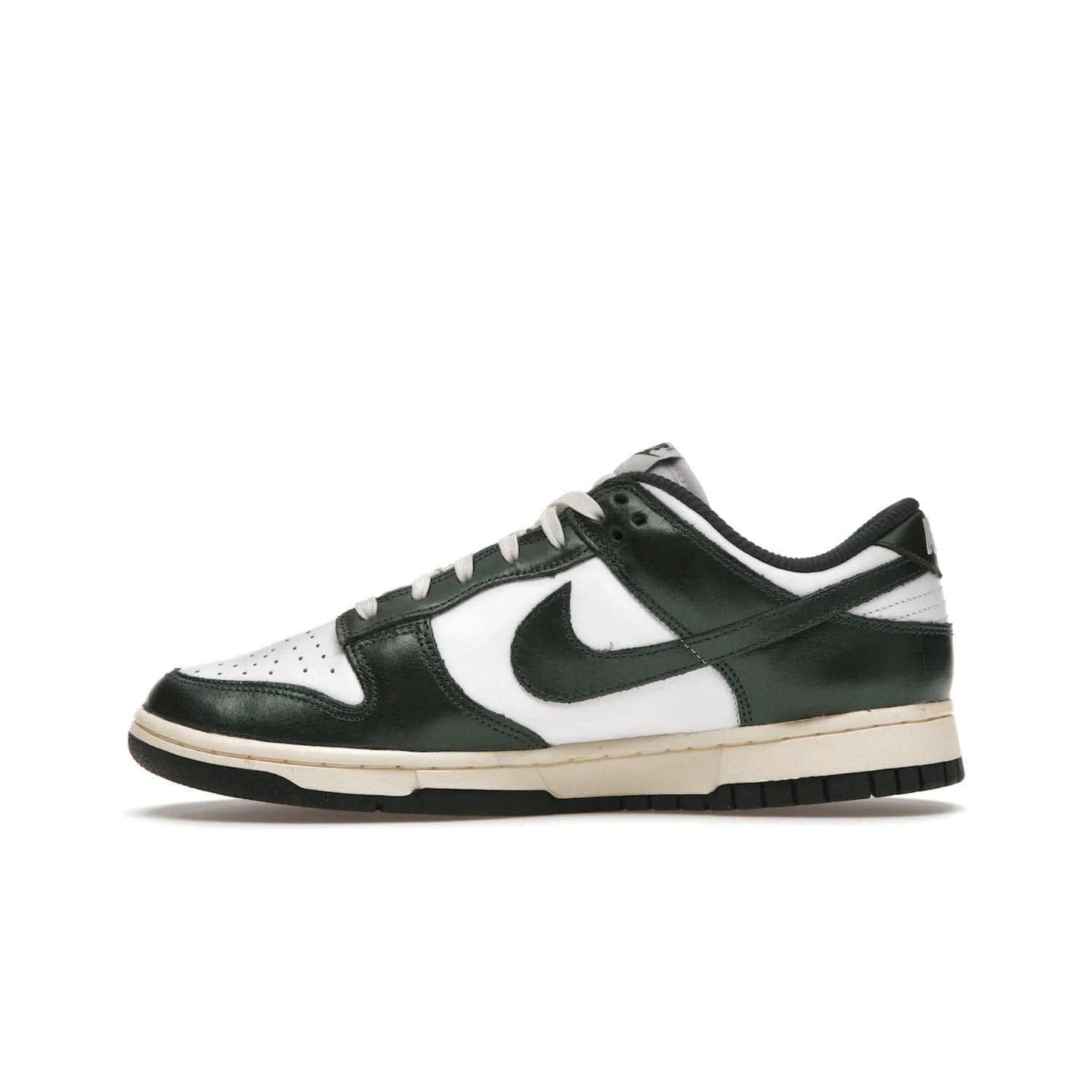 Nike Dunk Low Vintage Green (Women's) - Image 19 - Only at www.BallersClubKickz.com - Vintage-inspired Nike Dunk Low Retro Green (W) combines classic white and Pro Green leather upper with yellowing for a perfect retro look. Now available for 2021.